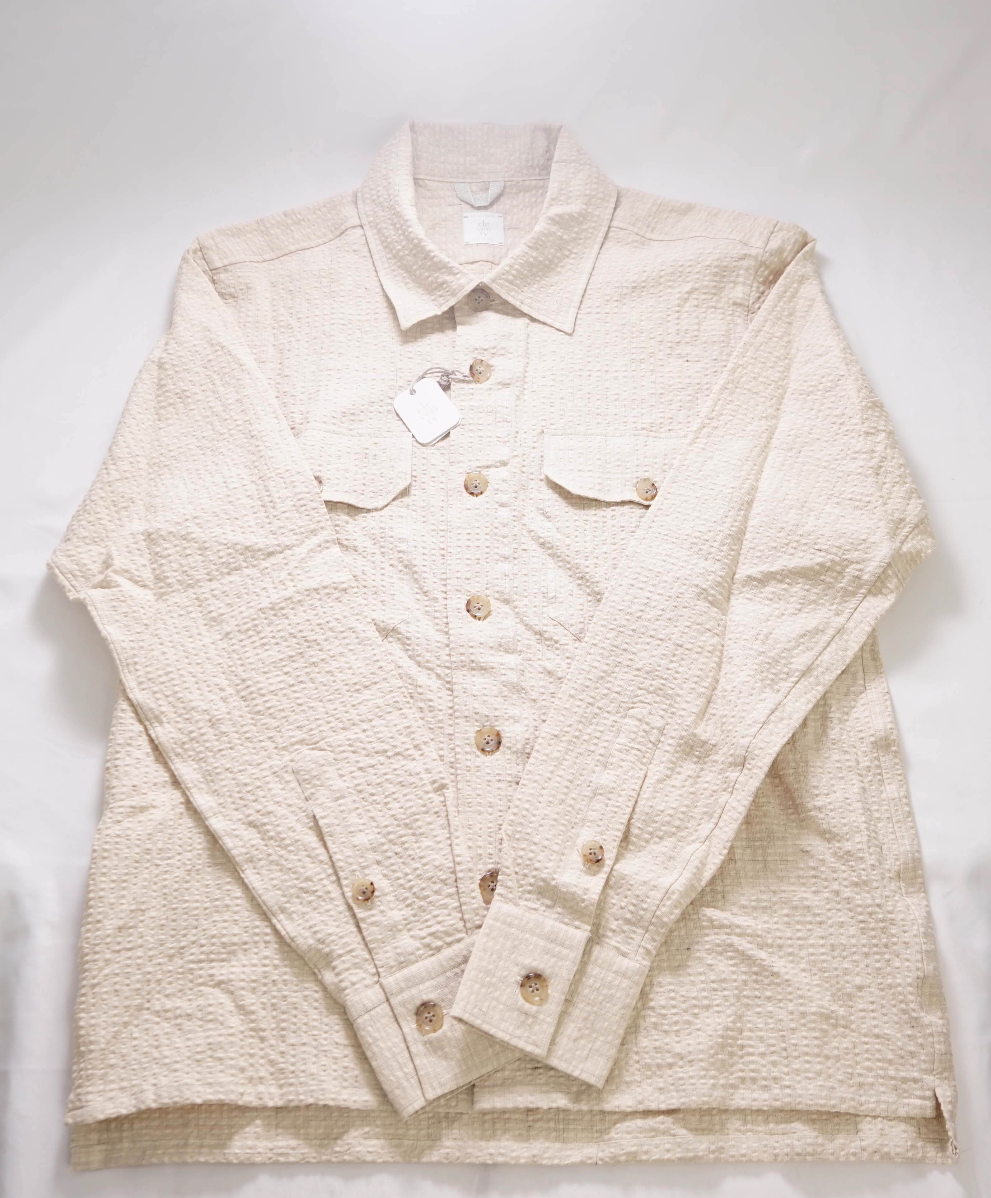 $595 ELEVENTY PLATINUM - Cotton/Linen Seersucker Shirt Jacket Coat - M