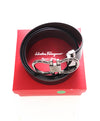 $535 SALVATORE FERRAGAMO - Black Wire Gancini Buckle Leather Belt - 40W (Cut To Smaller Size)