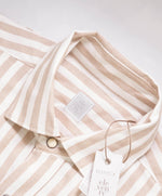 $695 ELEVENTY - *SNAP FRONT* CASHMERE BLEND Camel Stripe Shirt - M