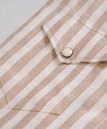 $695 ELEVENTY - *SNAP FRONT* CASHMERE BLEND Camel Stripe Shirt - M