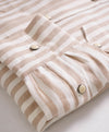 $695 ELEVENTY - *SNAP FRONT* CASHMERE BLEND Camel Stripe Shirt - M