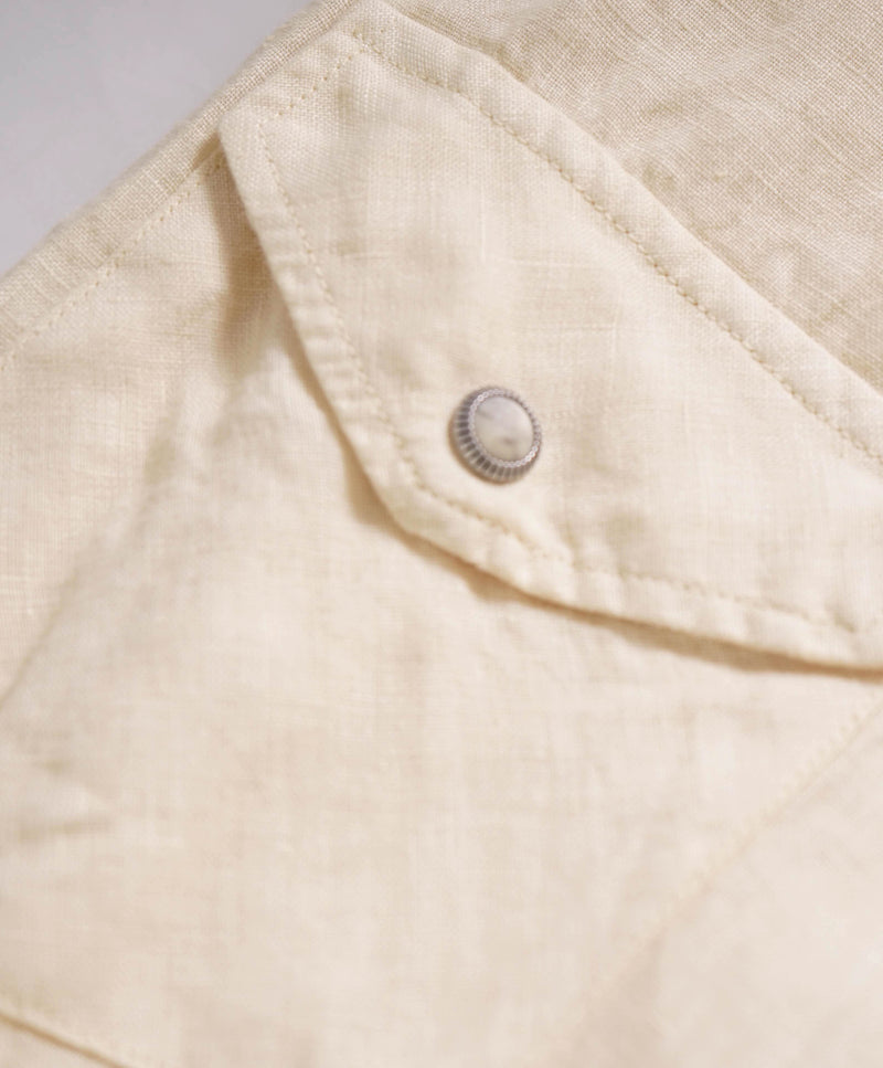 $495 ELEVENTY - *SNAP FRONT* Pastel Yellow LINEN Dress Shirt - M