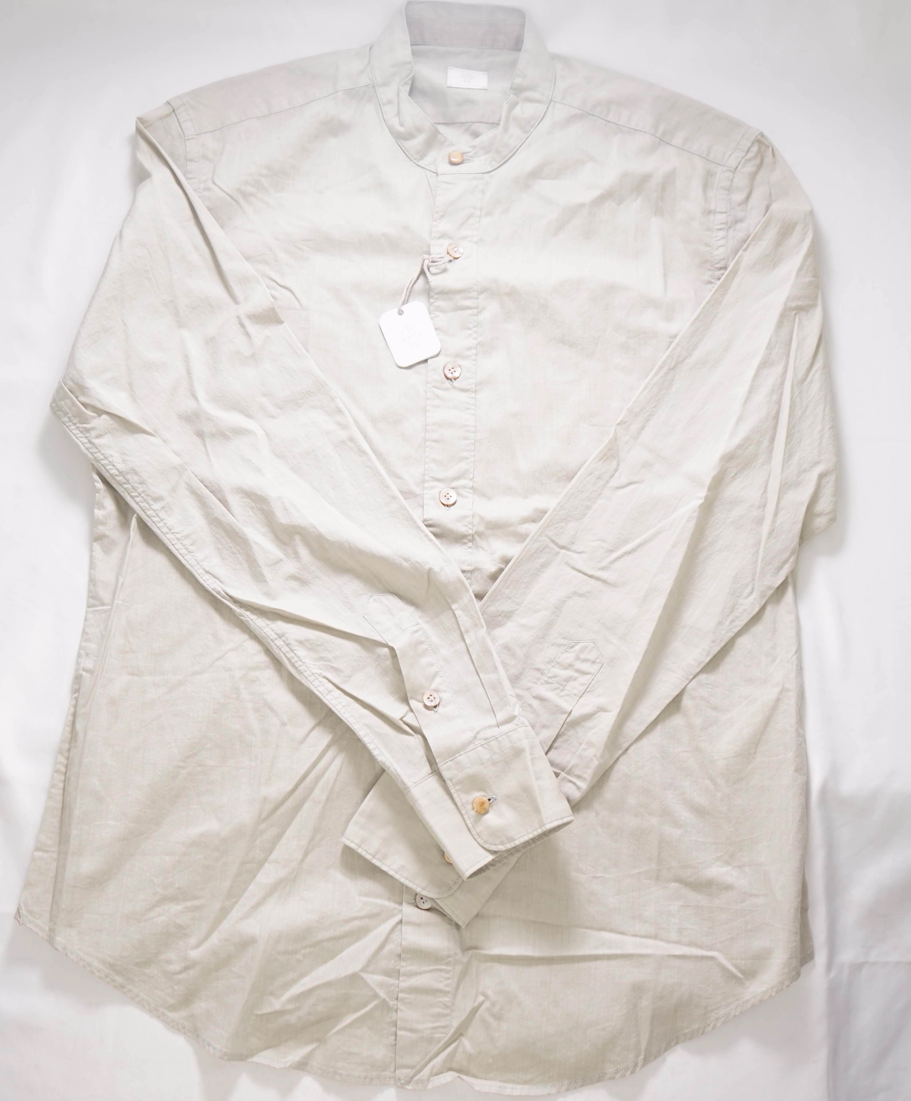 $495 ELEVENTY - *BAND COLLAR* MOP Button Sage Soft Dress Shirt - M