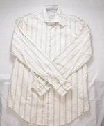 $495 ELEVENTY - *Spread Collar* Gray/Ivory Alt Stripe Dress Shirt - M