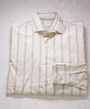 $495 ELEVENTY - *Spread Collar* Gray/Ivory Alt Stripe Dress Shirt - M