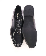 $980 PRADA - Leather Cap Toe Spazzolato Oxfords W Logo Inset Heel - 7US