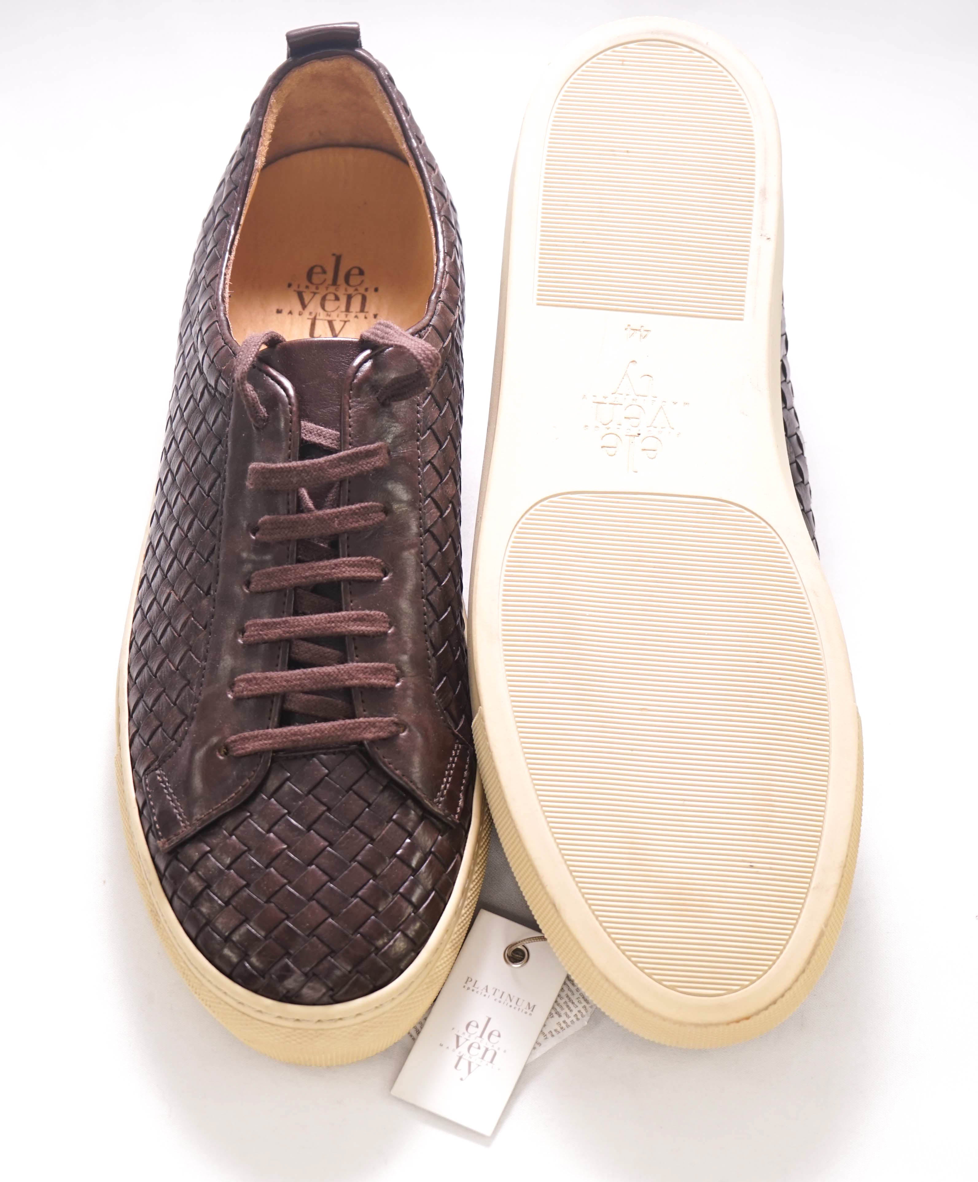 $695 ELEVENTY - Brown Woven Leather Sneaker - 11 US (44EU)