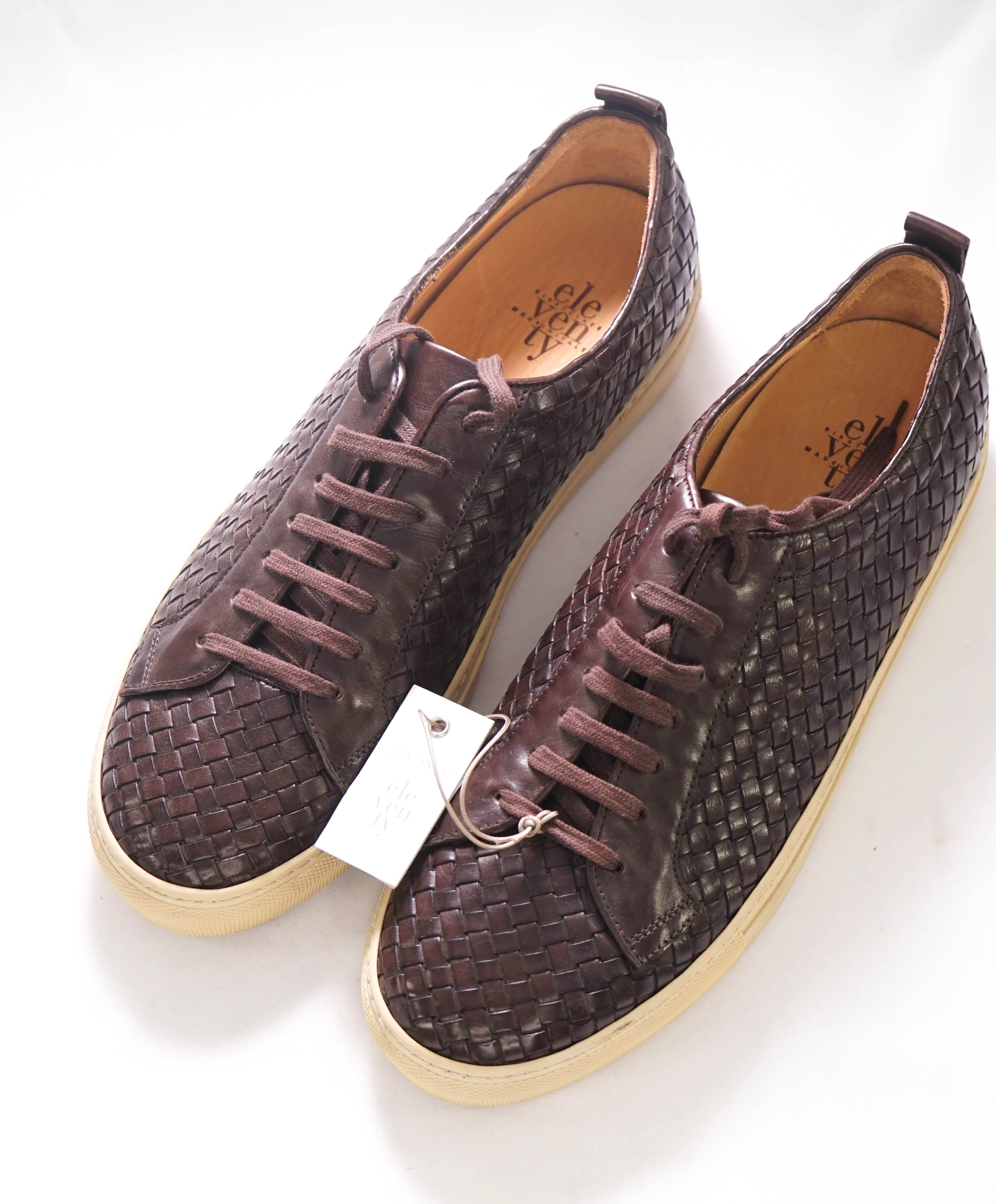 $695 ELEVENTY - Brown Woven Leather Sneaker - 11 US (44EU)