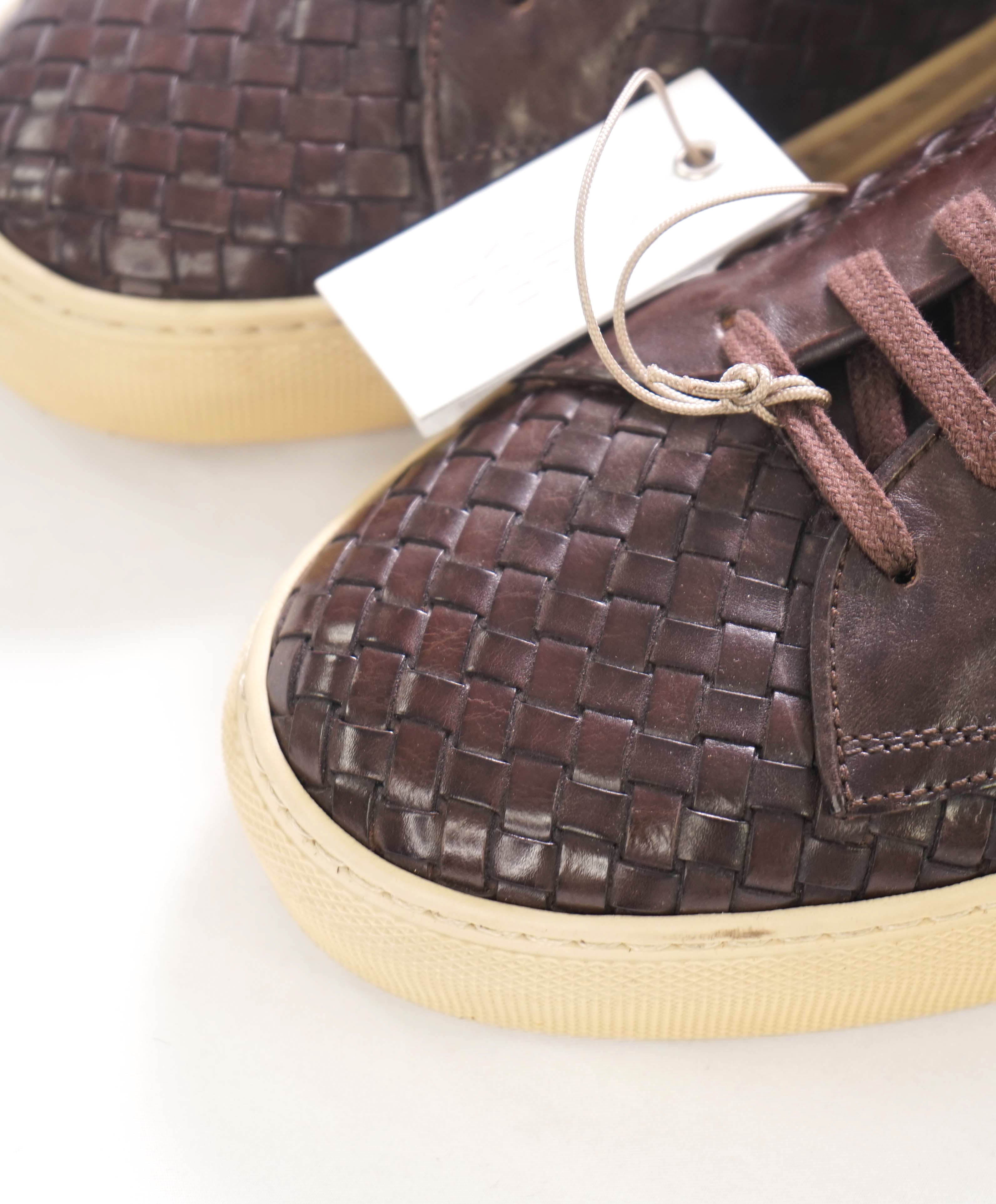 $695 ELEVENTY - Brown Woven Leather Sneaker - 11 US (44EU)