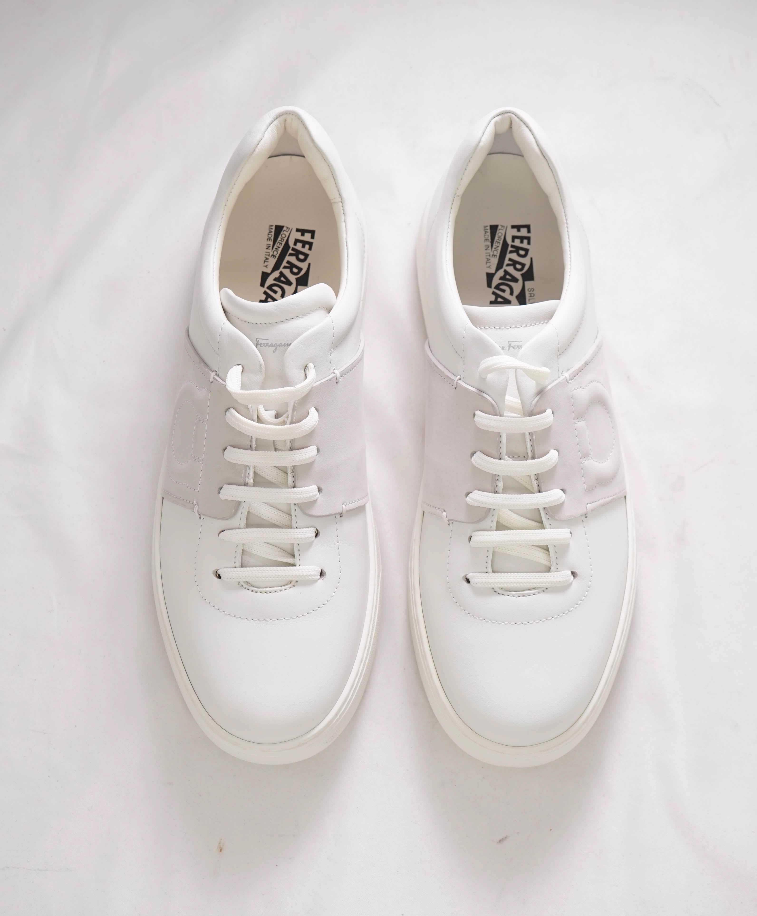 $750 SALVATORE FERRAGAMO - *CULT* White Gancini Sneaker - 8.5M US