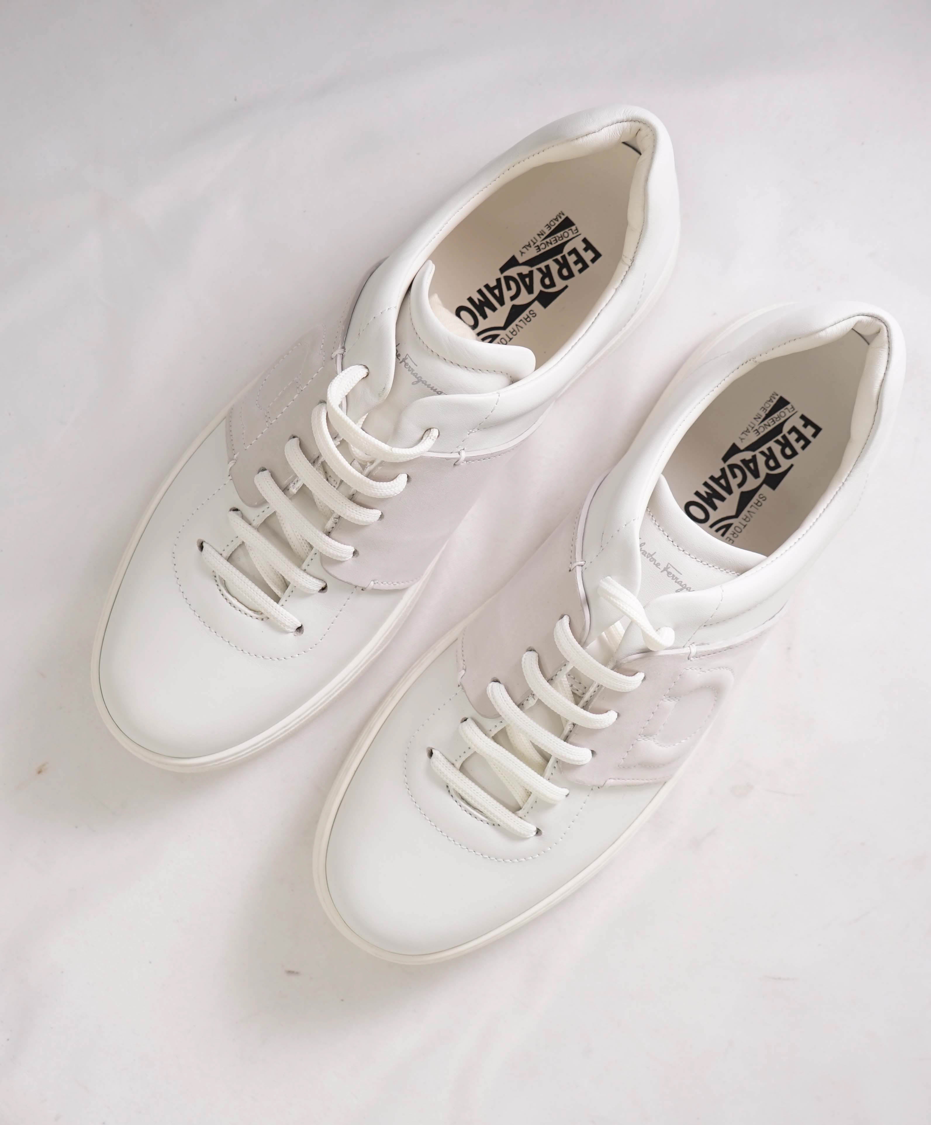 $750 SALVATORE FERRAGAMO - *CULT* White Gancini Sneaker - 8.5M US