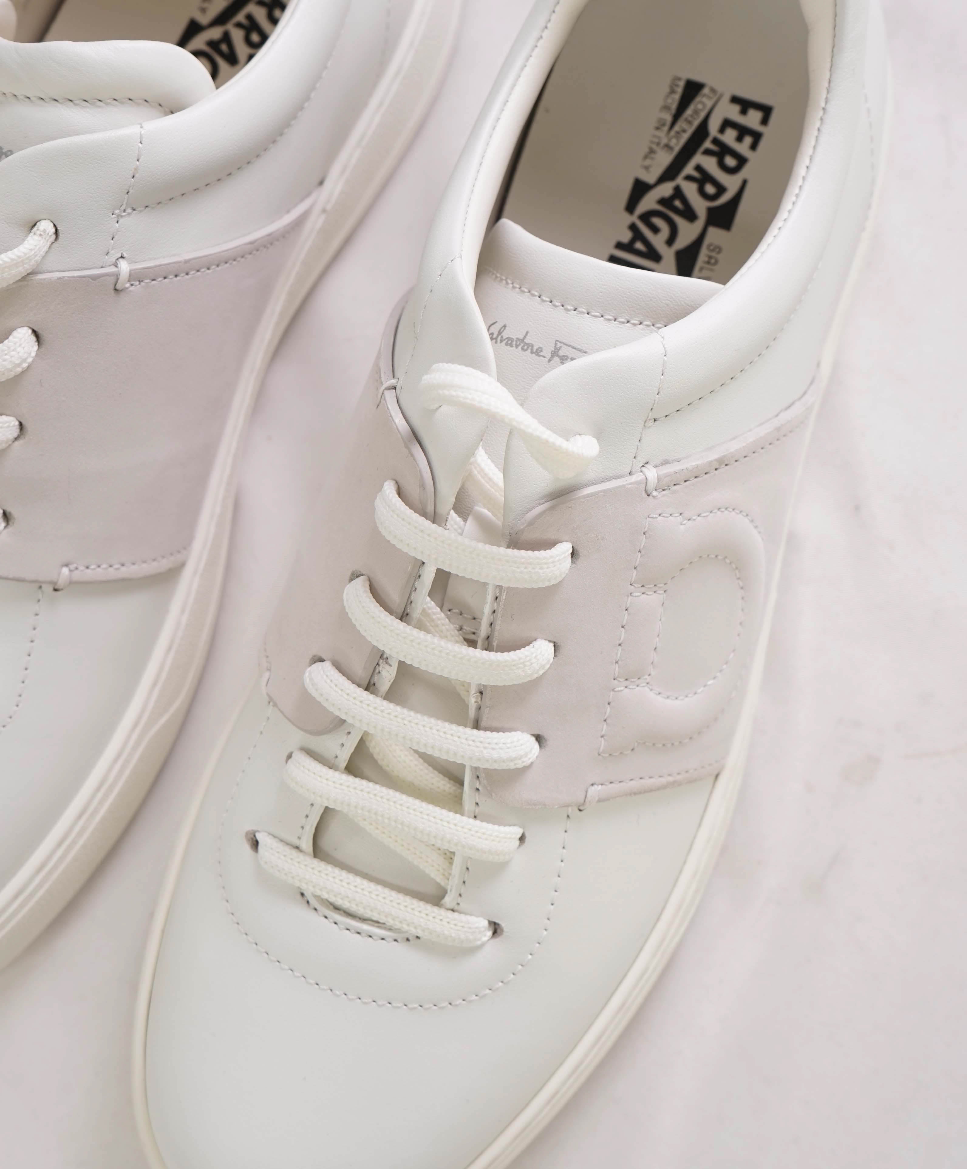 $750 SALVATORE FERRAGAMO - *CULT* White Gancini Sneaker - 8.5M US