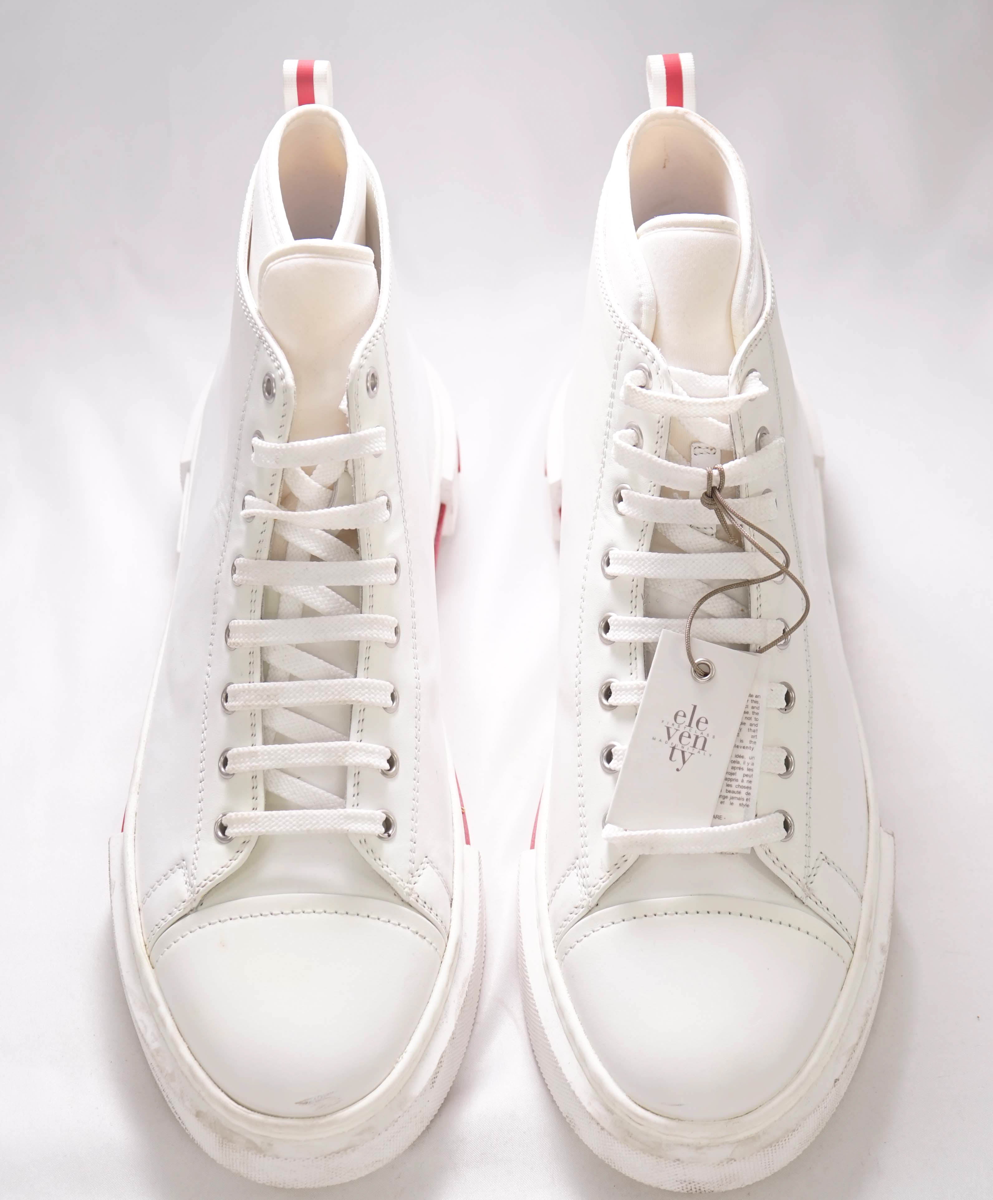 $695 ELEVENTY - Hight Top White Chunky Leather Sneaker - 11 US (44EU)