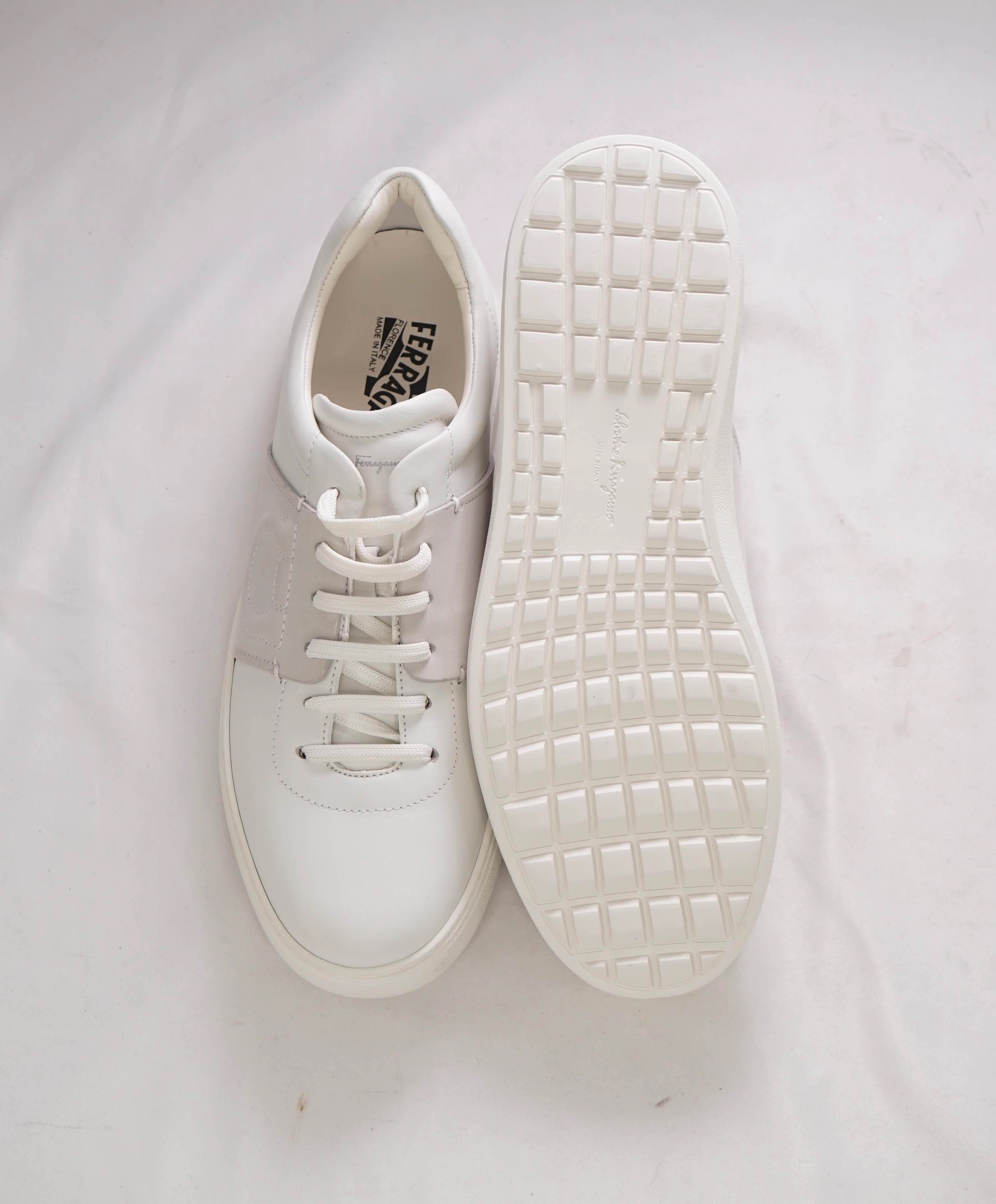 $750 SALVATORE FERRAGAMO - *CULT* White Gancini Sneaker - 8.5M US