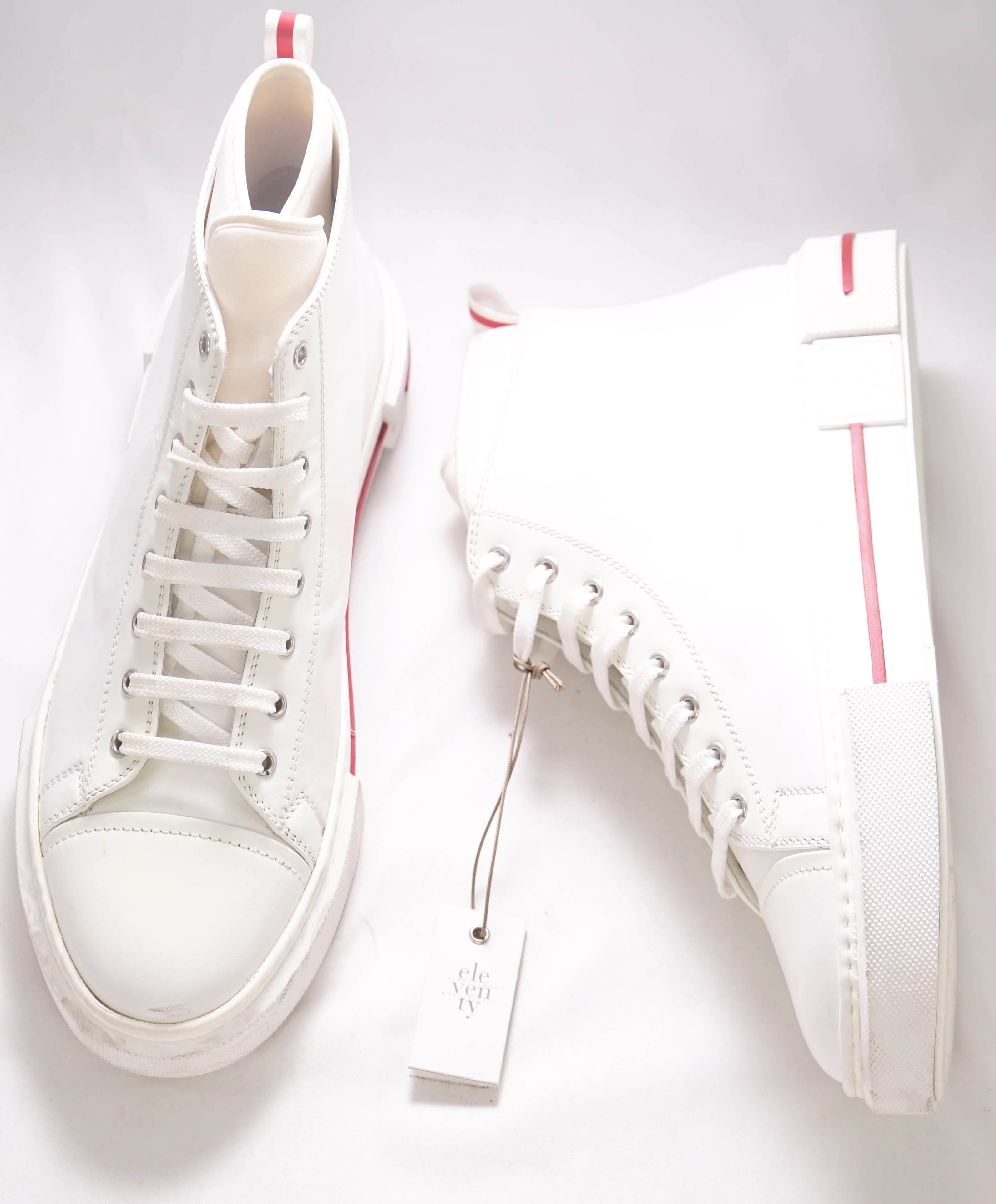 $695 ELEVENTY - Hight Top White Chunky Leather Sneaker - 11 US (44EU)