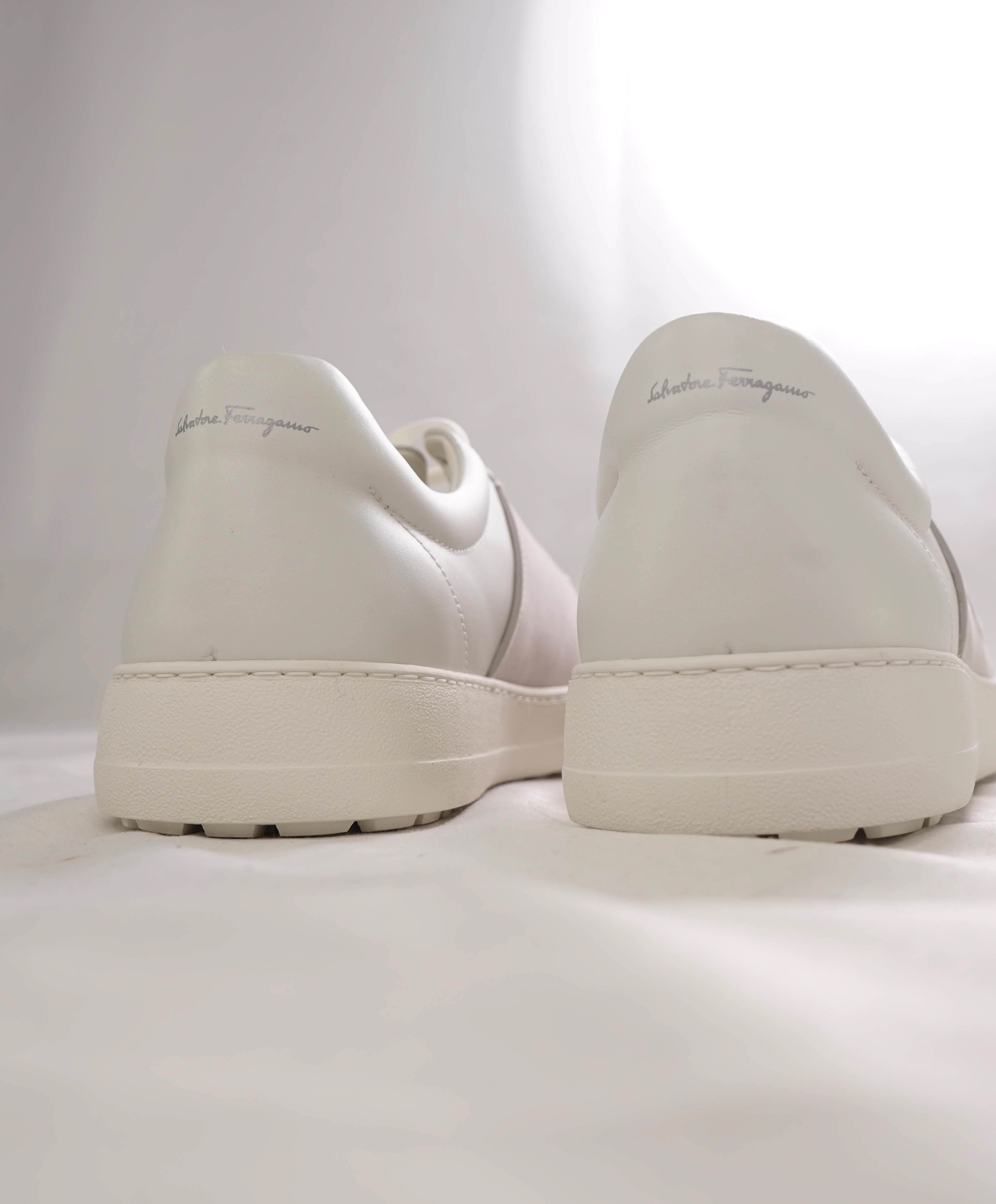 $750 SALVATORE FERRAGAMO - *CULT* White Gancini Sneaker - 8.5M US