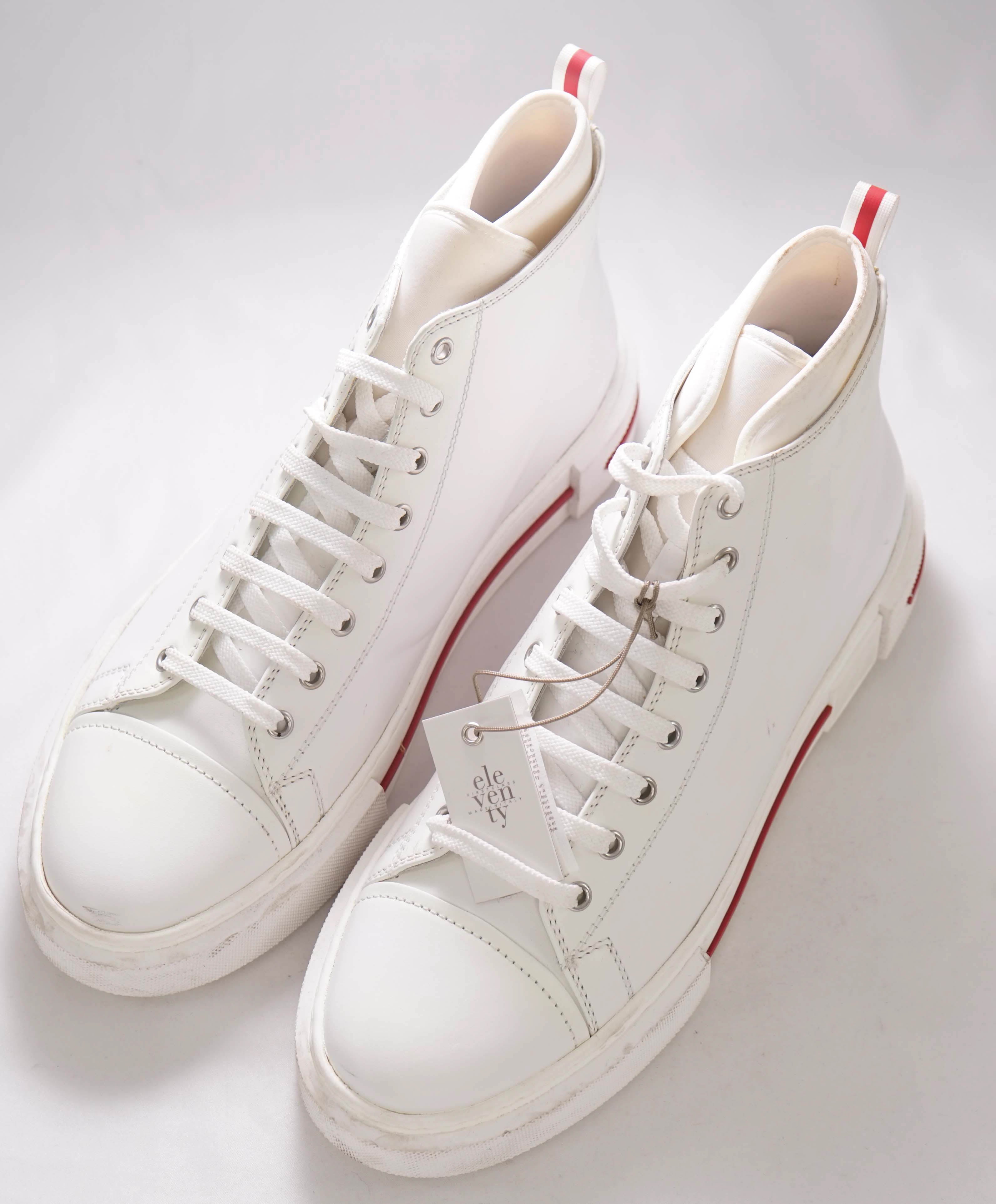 $695 ELEVENTY - Hight Top White Chunky Leather Sneaker - 11 US (44EU)