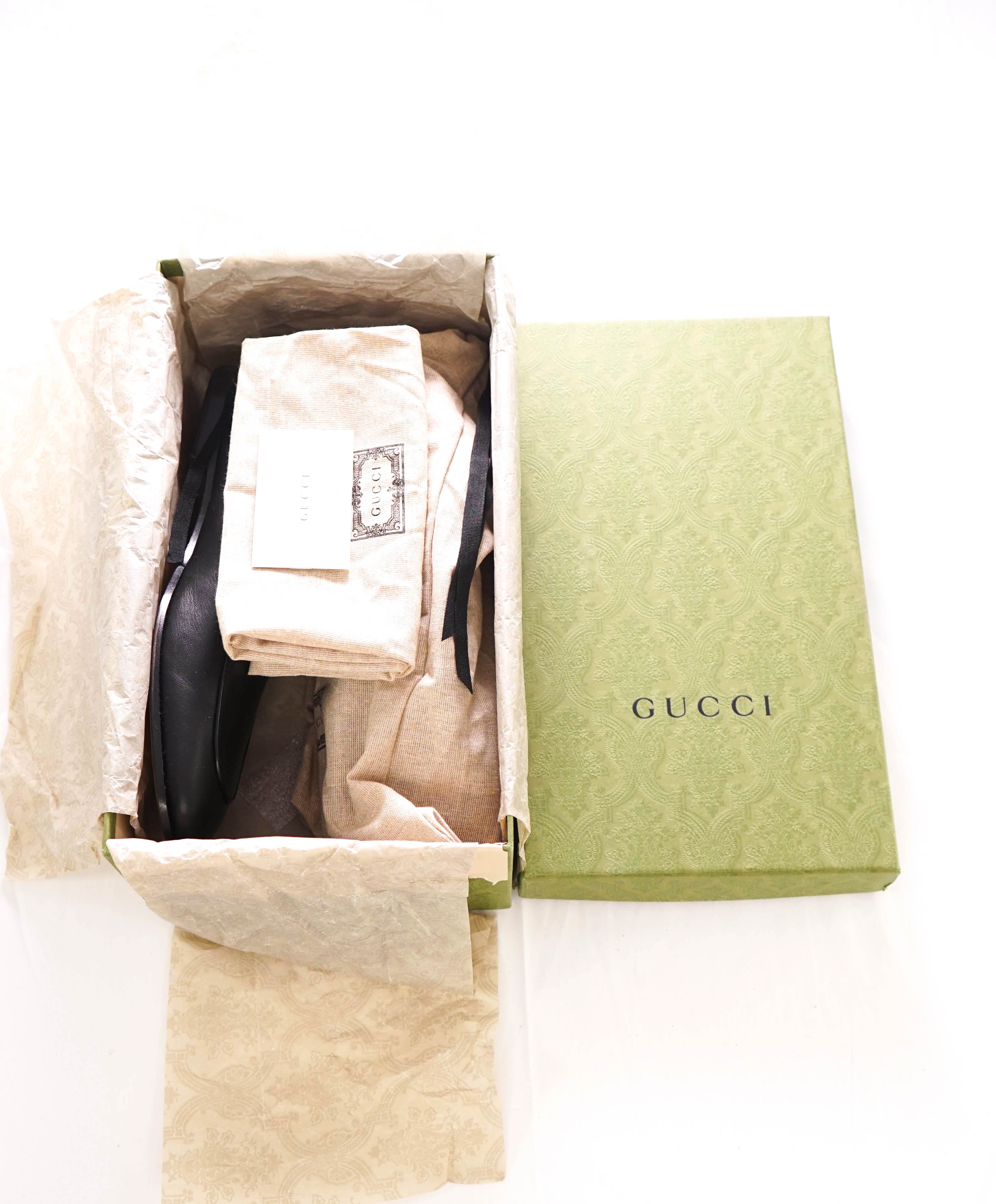 $920 GUCCI - "BRIXTON" Black/Gold ICONIC Horsebit Leather Loafers - 13 US (12.5G)