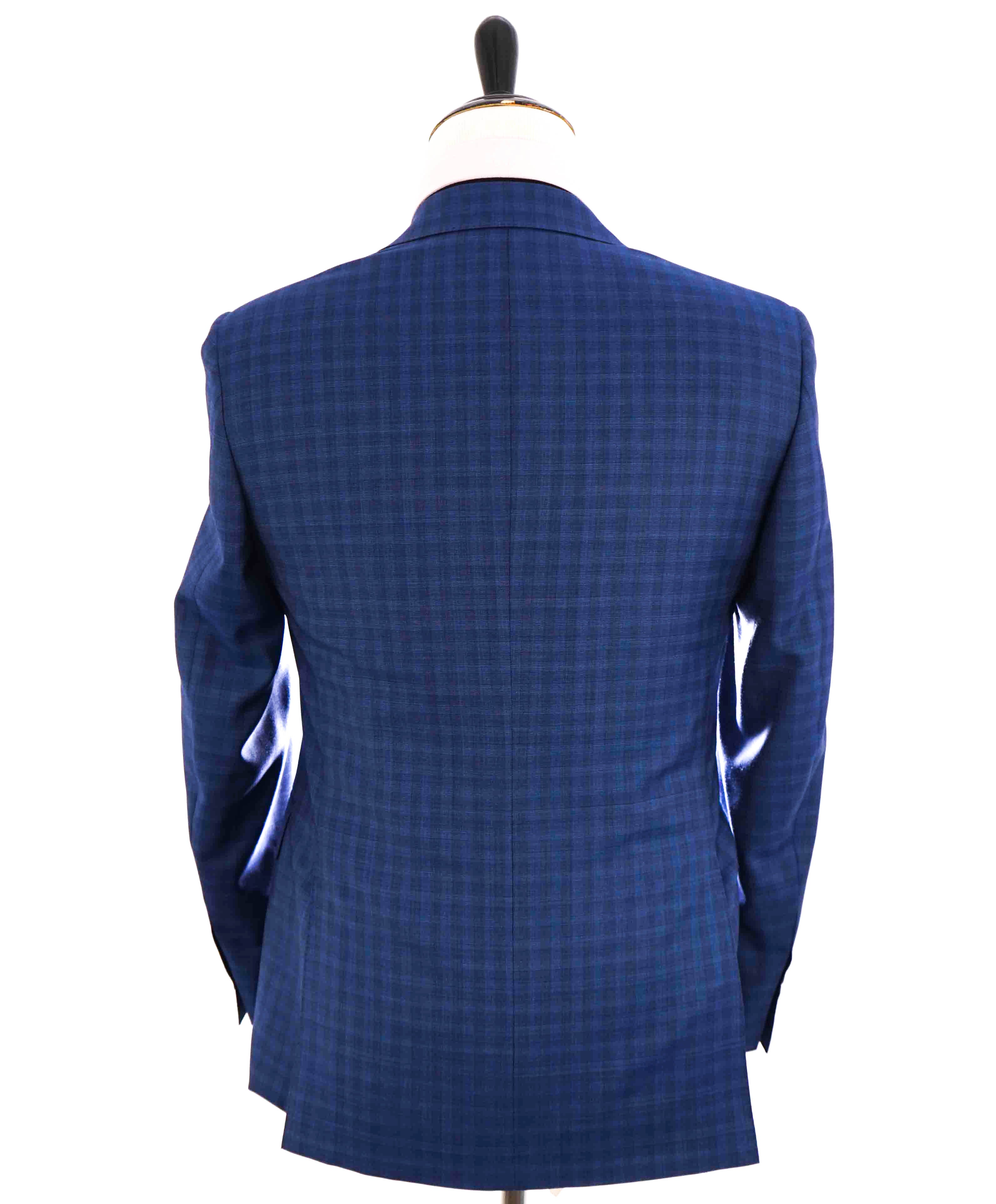 $2,195 CANALI - Medium Blue Check Plaid Textured 2-Piece Suit - 36R