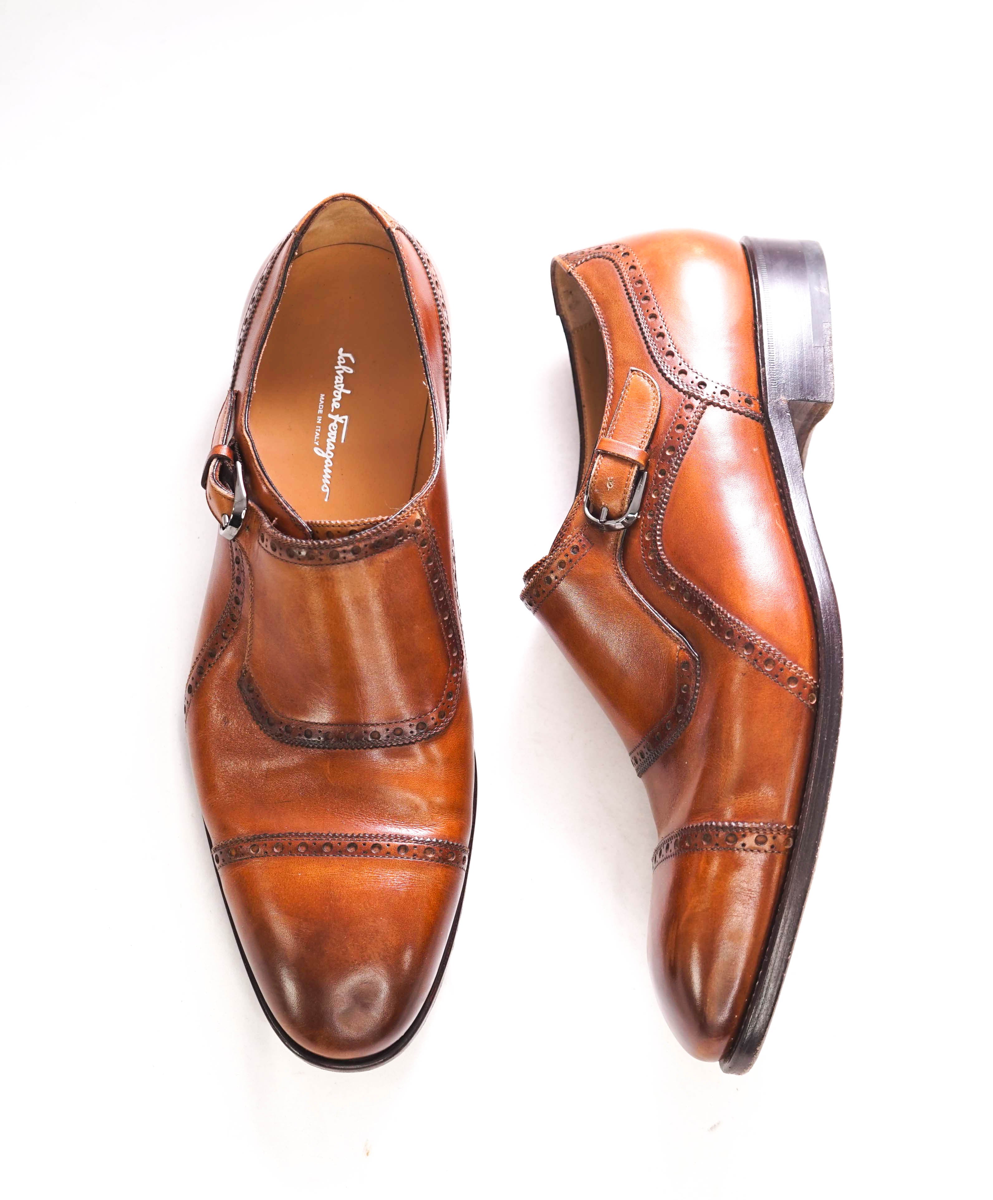 $1,595 SALVATORE FERRAGAMO - "TRAMEZZA" SPECIAL EDITION Single Monk - 10.5 EE