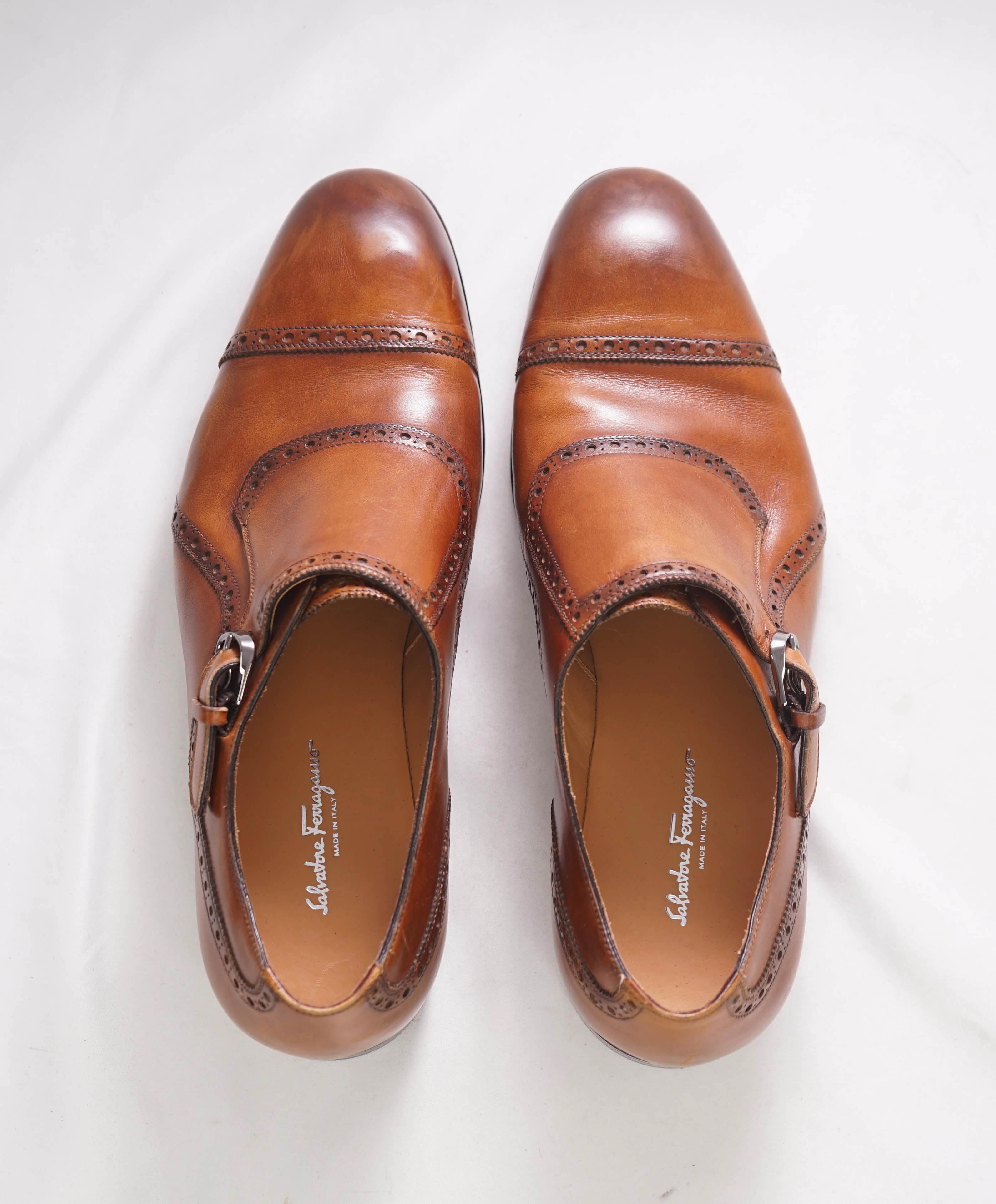 $1,595 SALVATORE FERRAGAMO - "TRAMEZZA" SPECIAL EDITION Single Monk - 10.5 EE