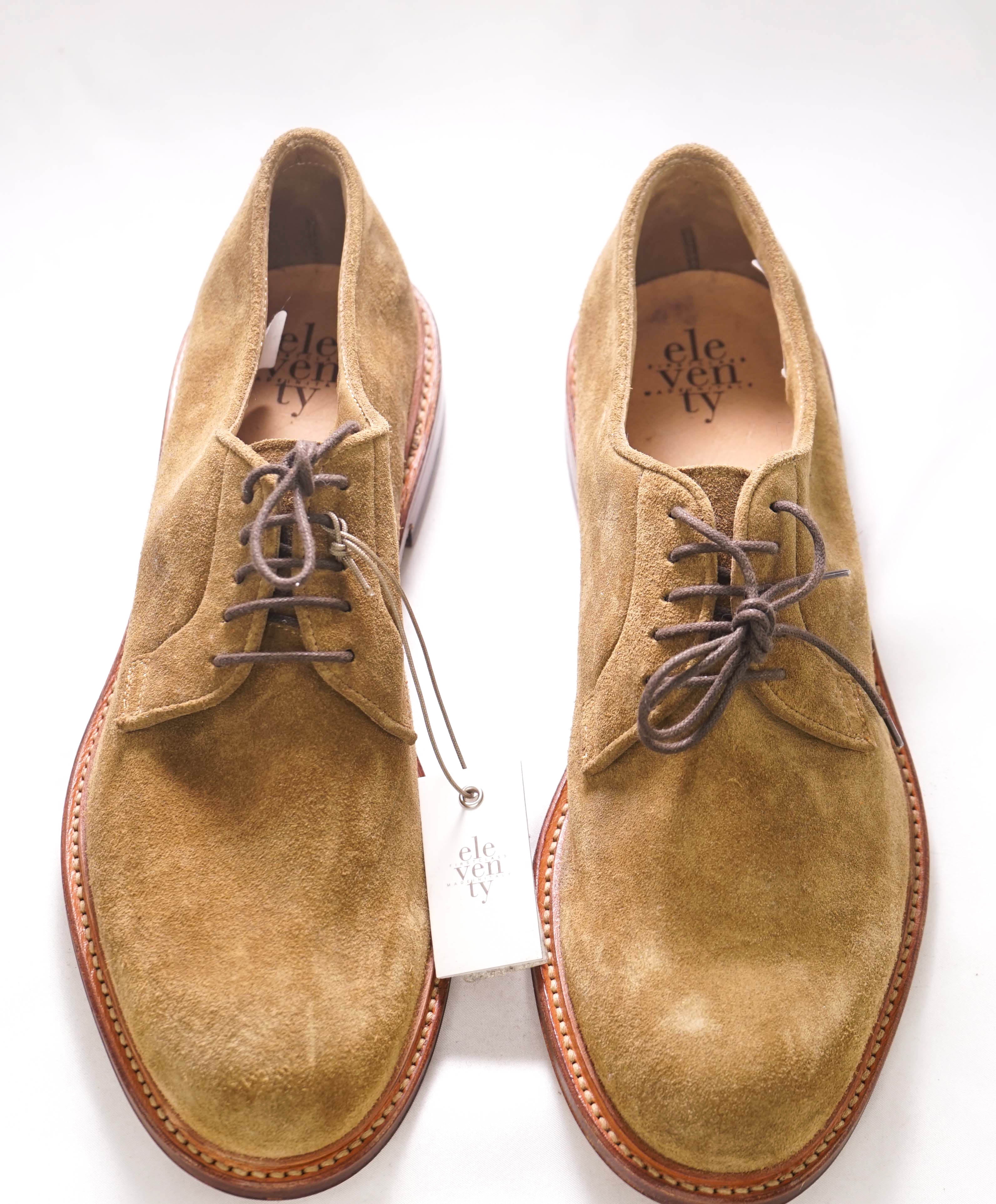 $895 ELEVENTY - Brown Oxford/Derby Distressed Brown Suede - 11 US (44EU)