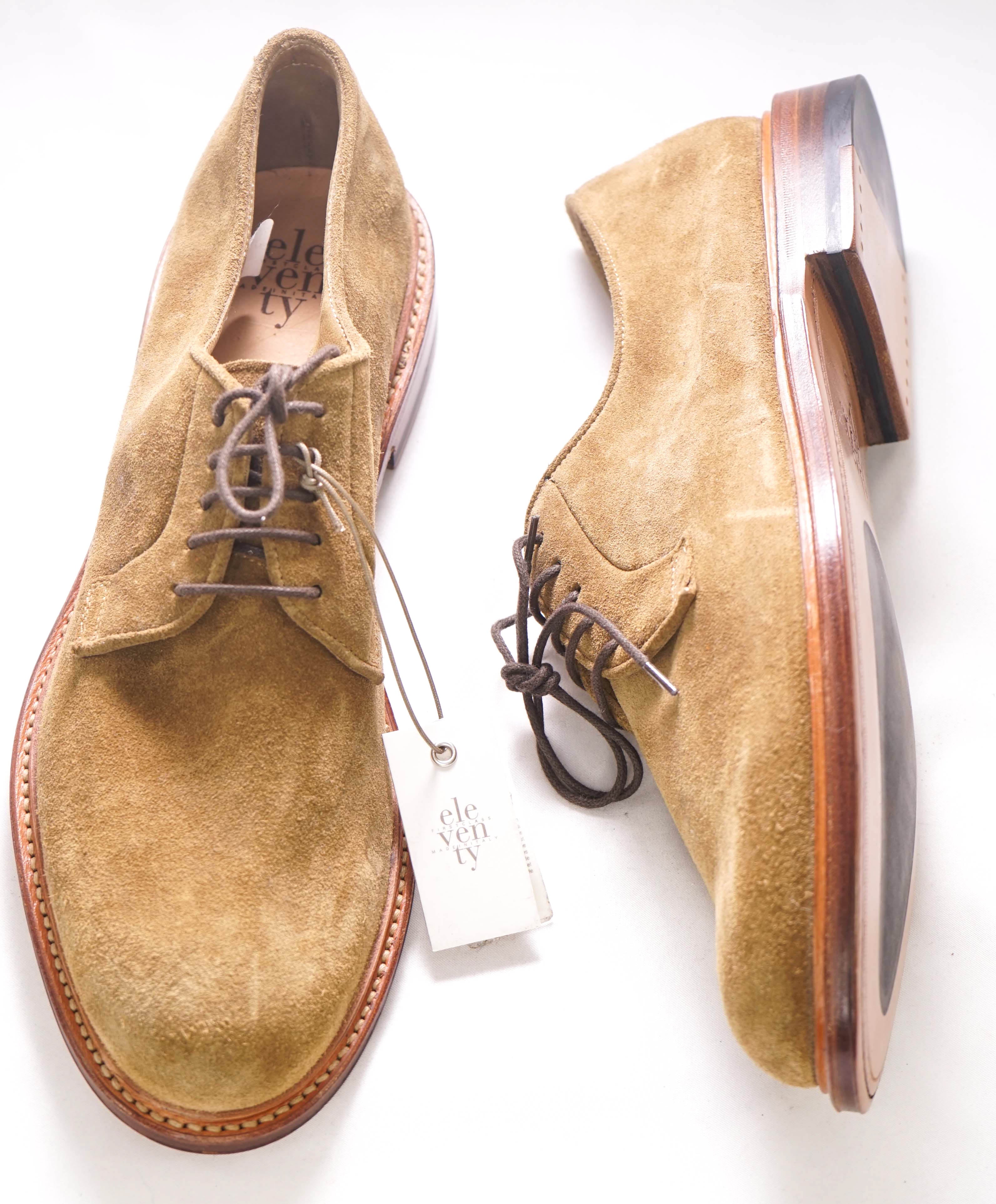 $895 ELEVENTY - Brown Oxford/Derby Distressed Brown Suede - 11 US (44EU)