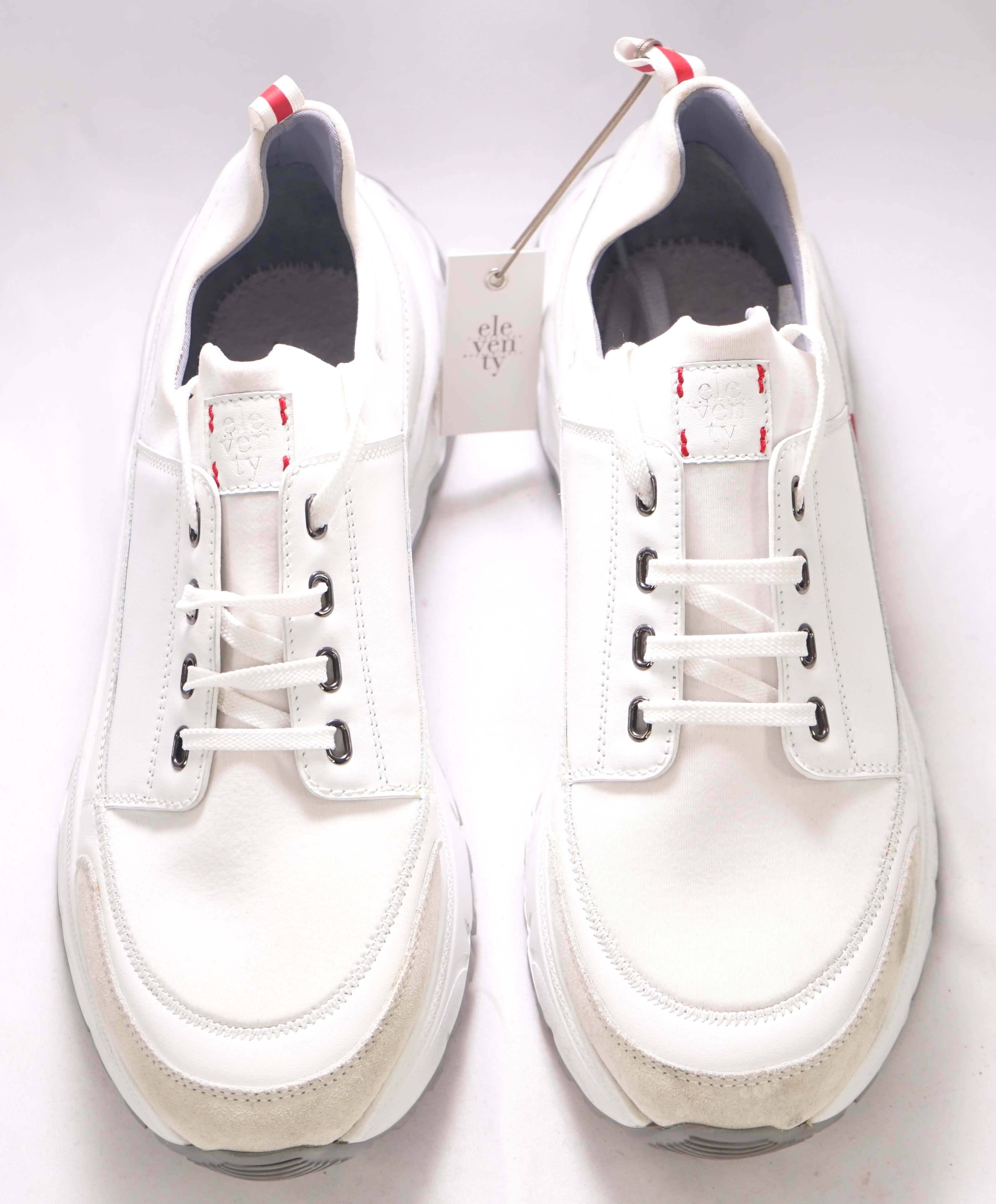 $695 ELEVENTY - White Chunky Leather Lace-Up Sneaker - 11 US (44EU)