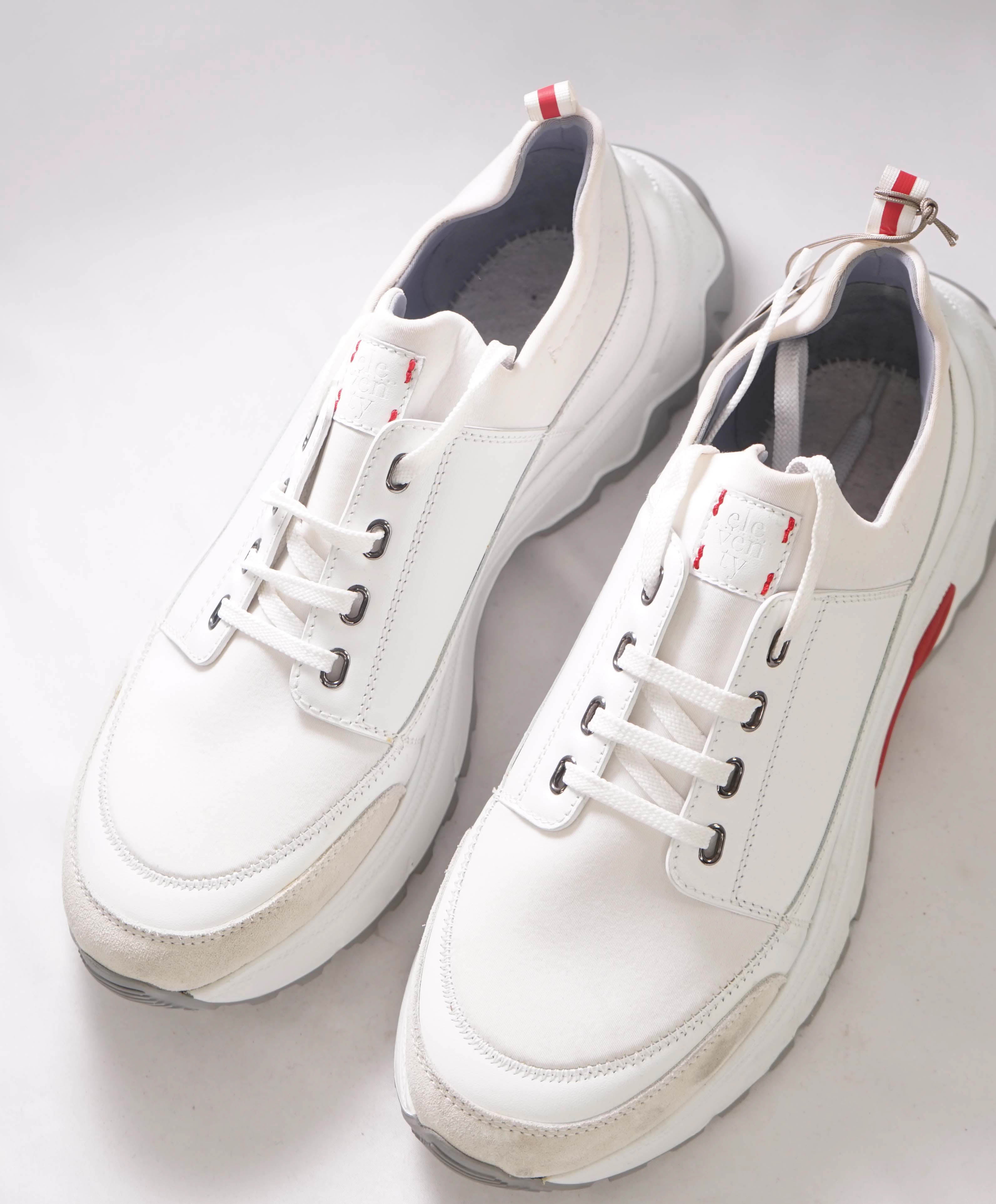 $695 ELEVENTY - White Chunky Leather Lace-Up Sneaker - 11 US (44EU)