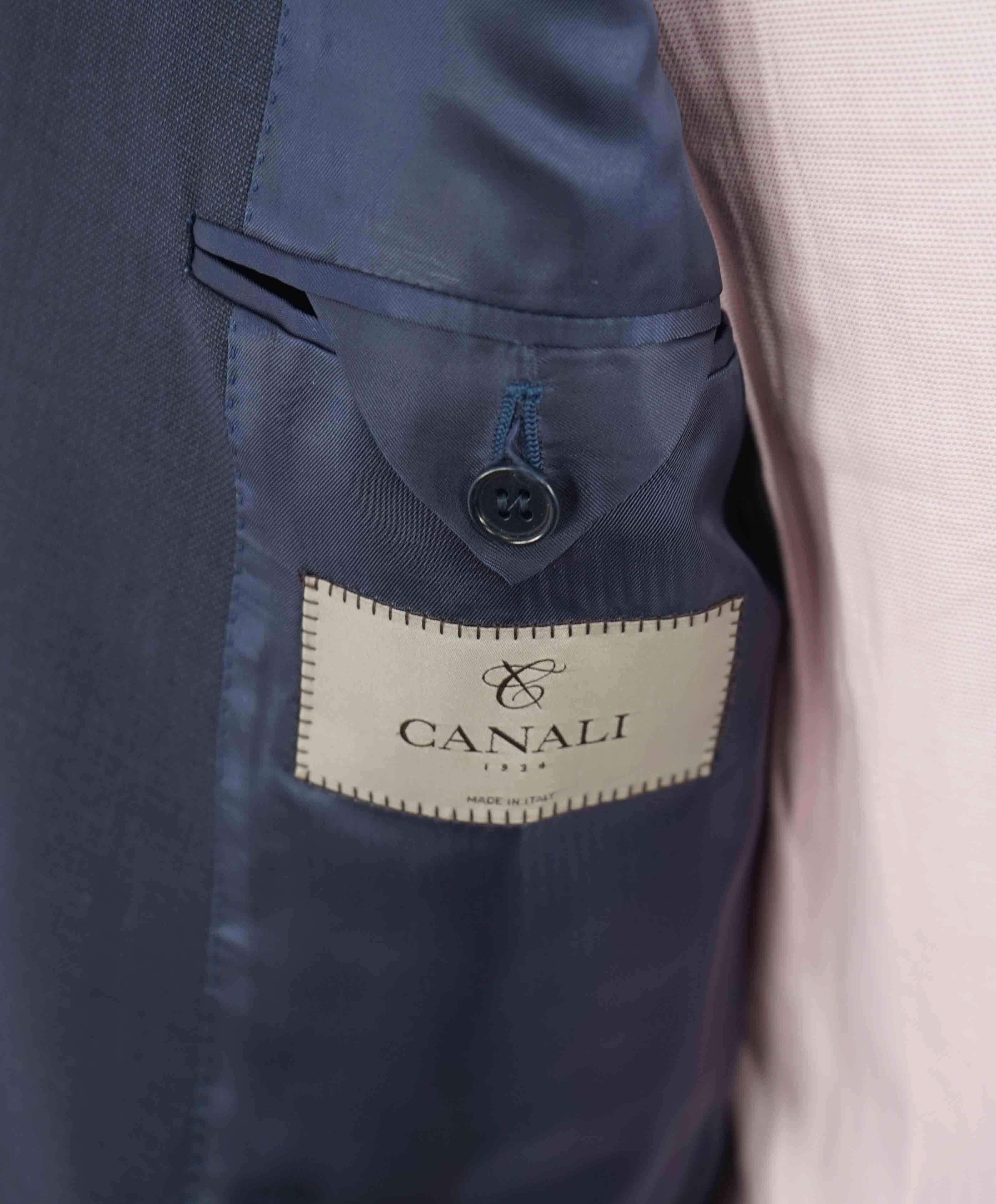 $1,895 CANALI - "TRAVEL WATER RESISTANT" Blue Textured Wool Blazer - 46R