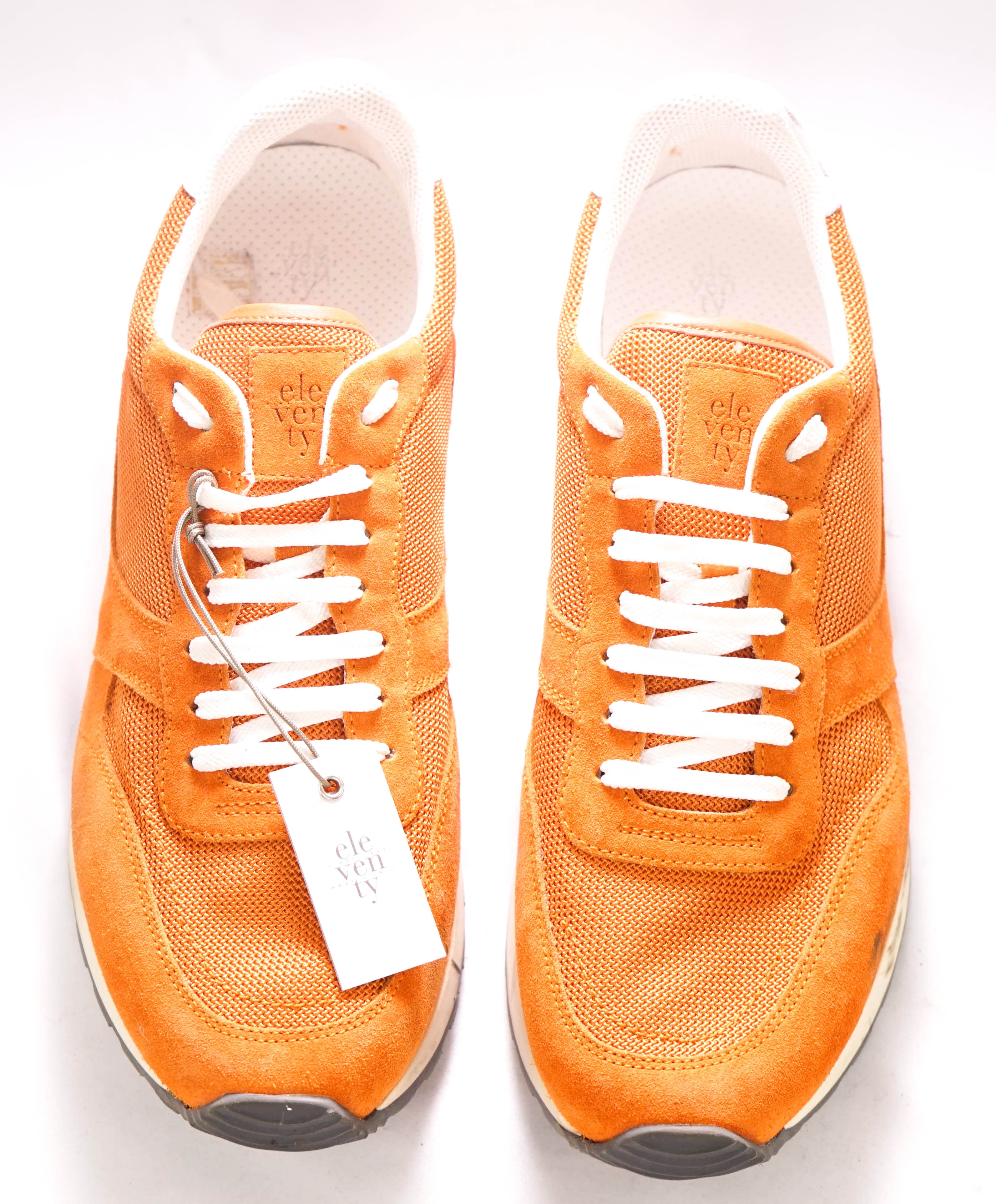 $495 ELEVENTY - "11TY" Suede/Fabric Orange Sneaker - 12 US (45 EU)