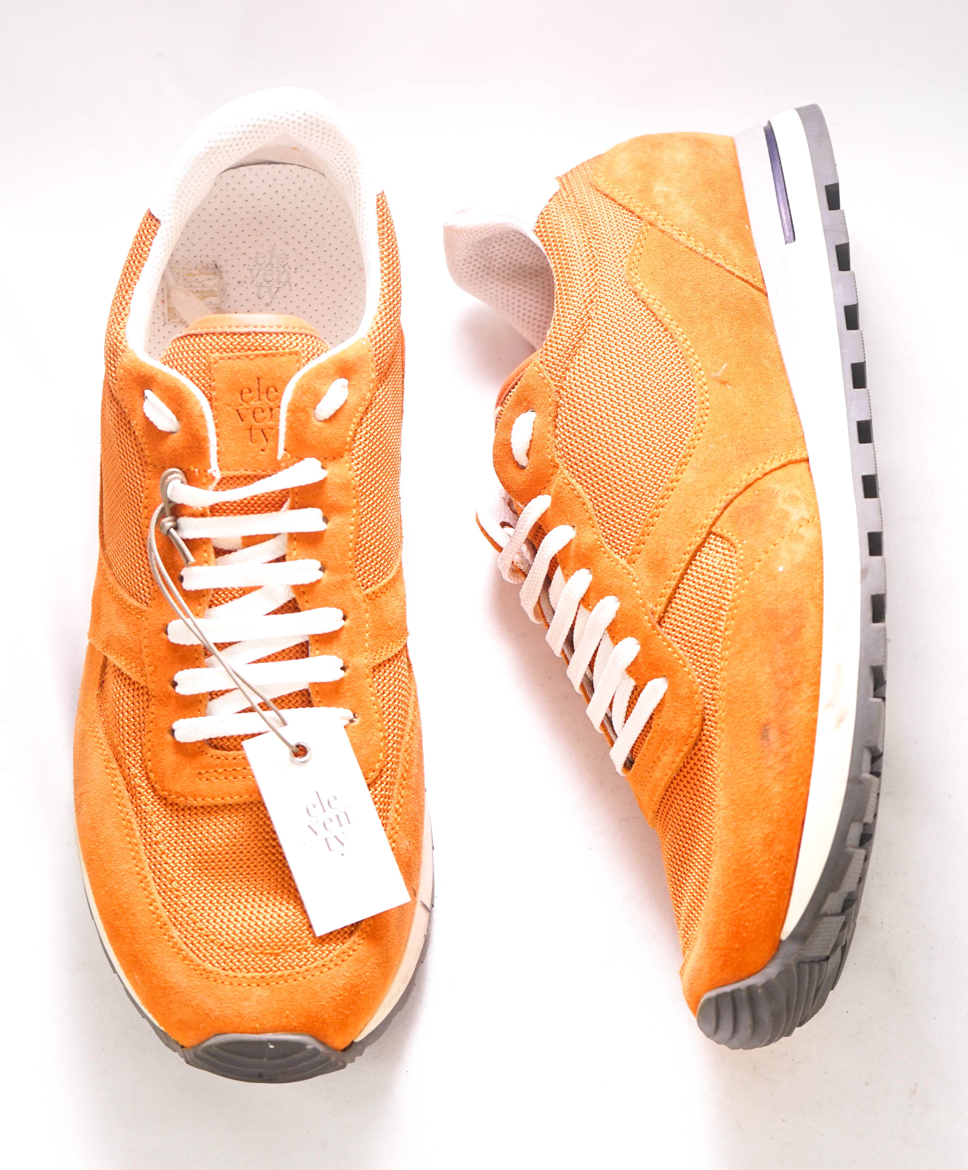 $495 ELEVENTY - "11TY" Suede/Fabric Orange Sneaker - 12 US (45 EU)