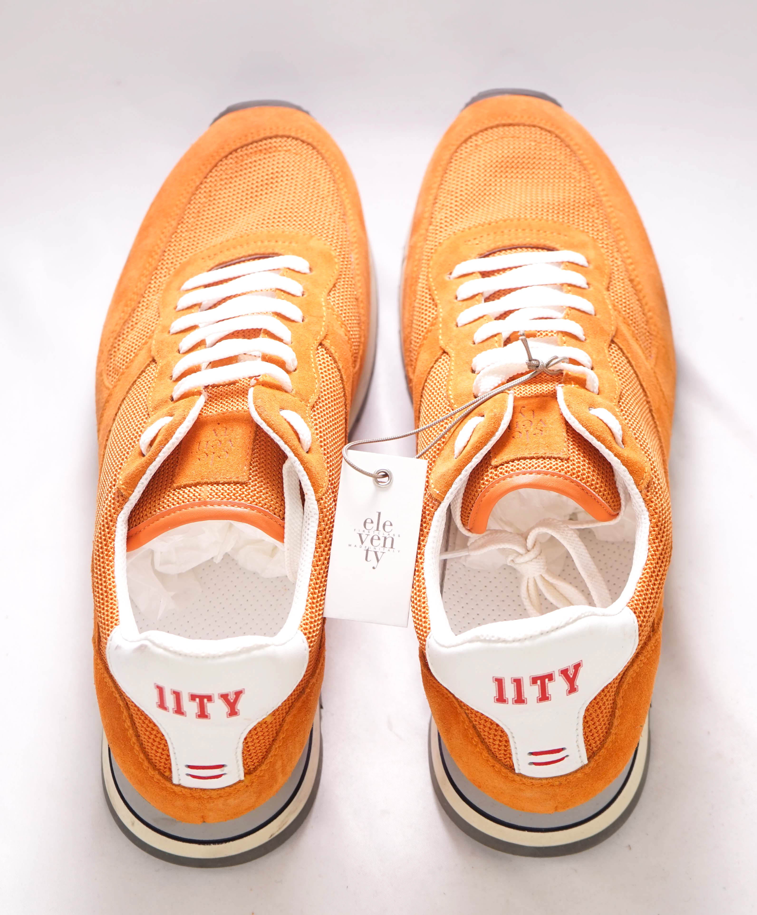 $495 ELEVENTY - "11TY" Suede/Fabric Orange Sneaker - 12 US (45 EU)