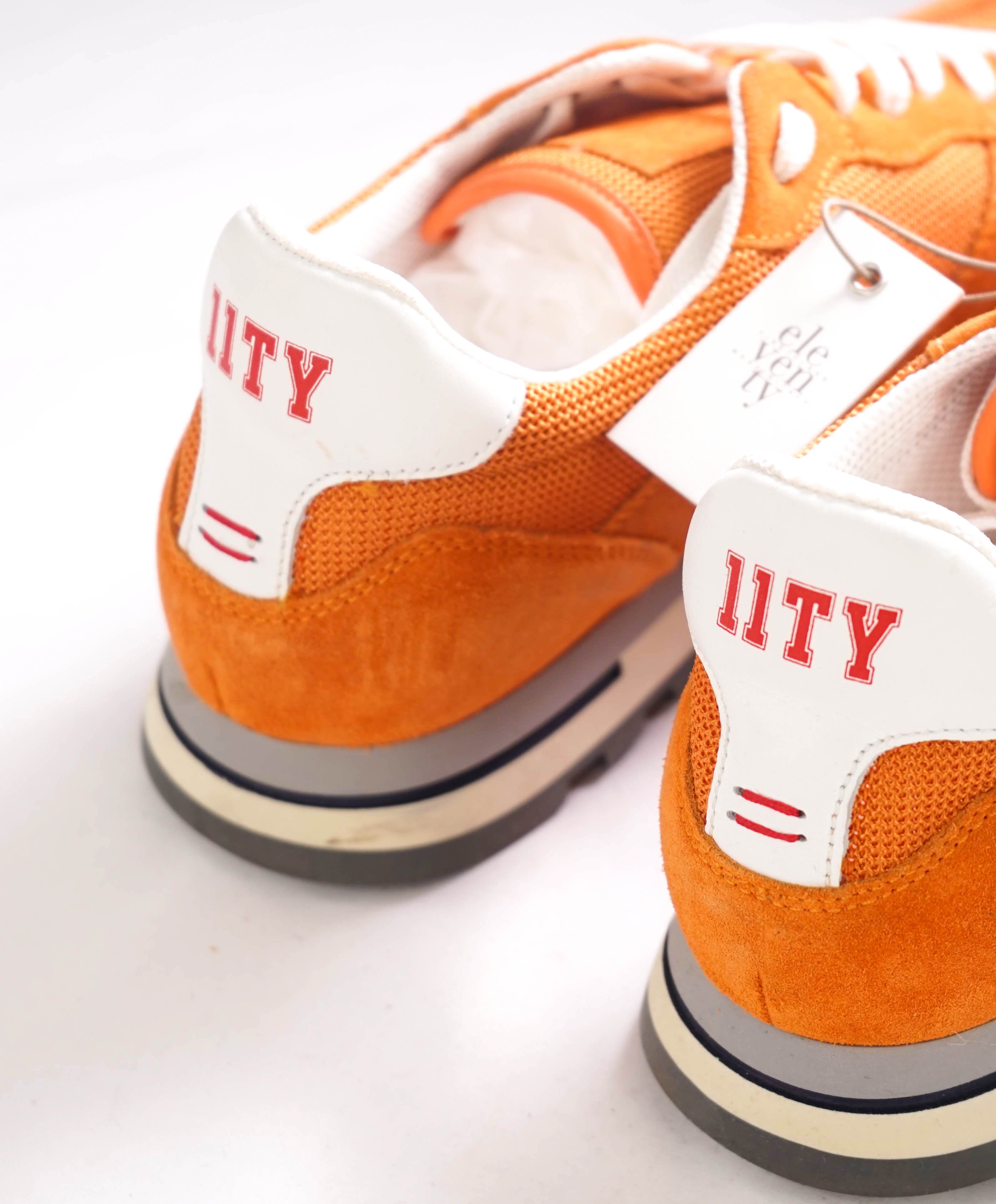 $495 ELEVENTY - "11TY" Suede/Fabric Orange Sneaker - 12 US (45 EU)