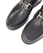 SALVATORE FERRAGAMO - “GLASGOW" Black Lug Sole Gancini Loafer- 8 EEE