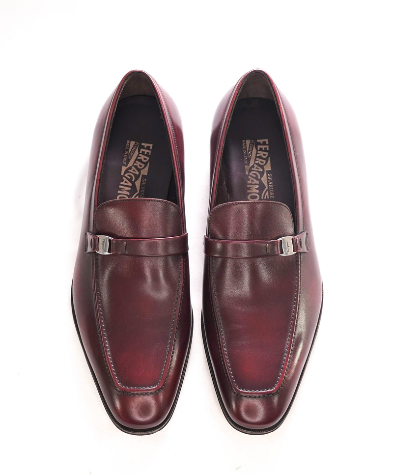 $850 SALVATORE FERRAGAMO - “Destin” Cherry Loafer With Engraved Bit - 11.5 EE