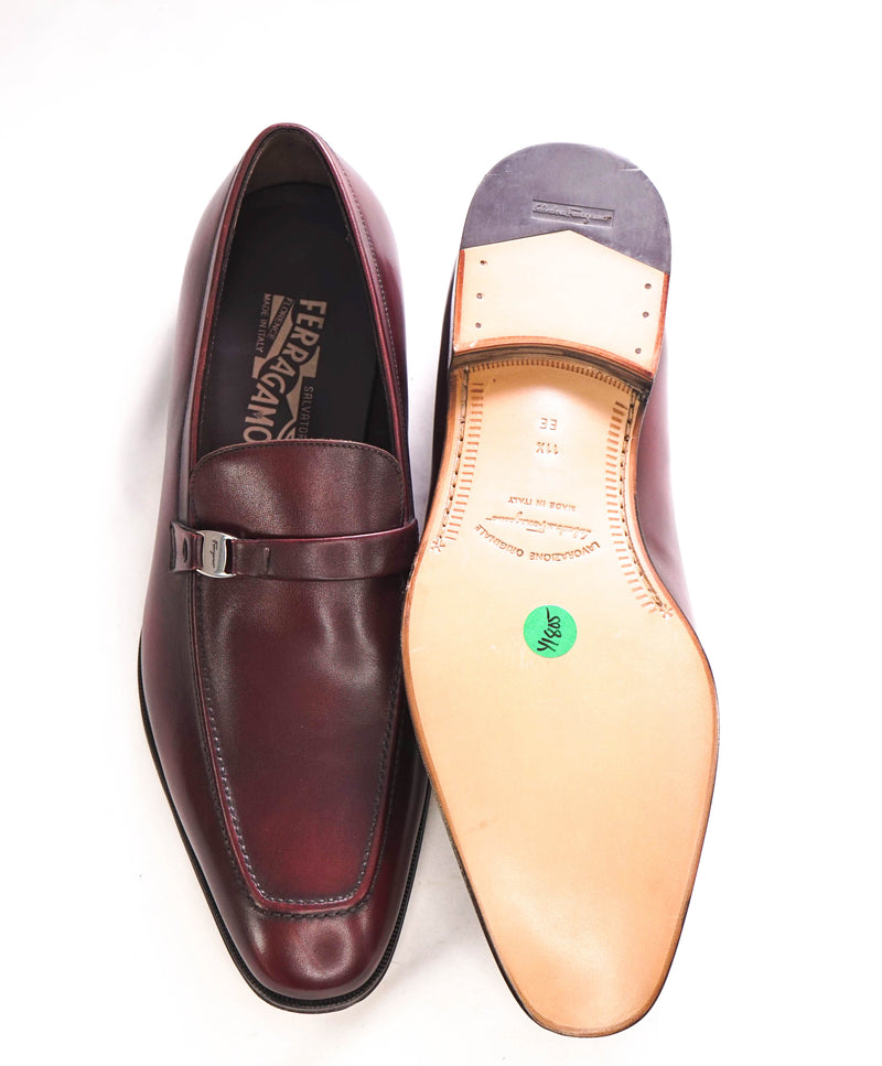 $850 SALVATORE FERRAGAMO - “Destin” Cherry Loafer With Engraved Bit - 11.5 EE