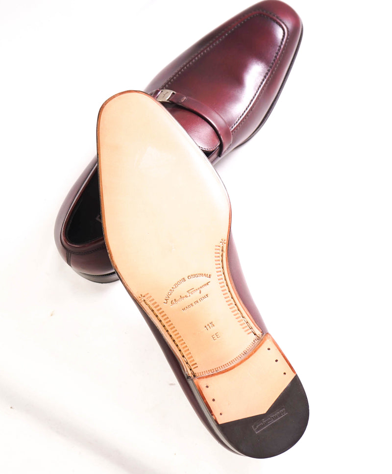 $850 SALVATORE FERRAGAMO - “Destin” Cherry Loafer With Engraved Bit - 11.5 EE