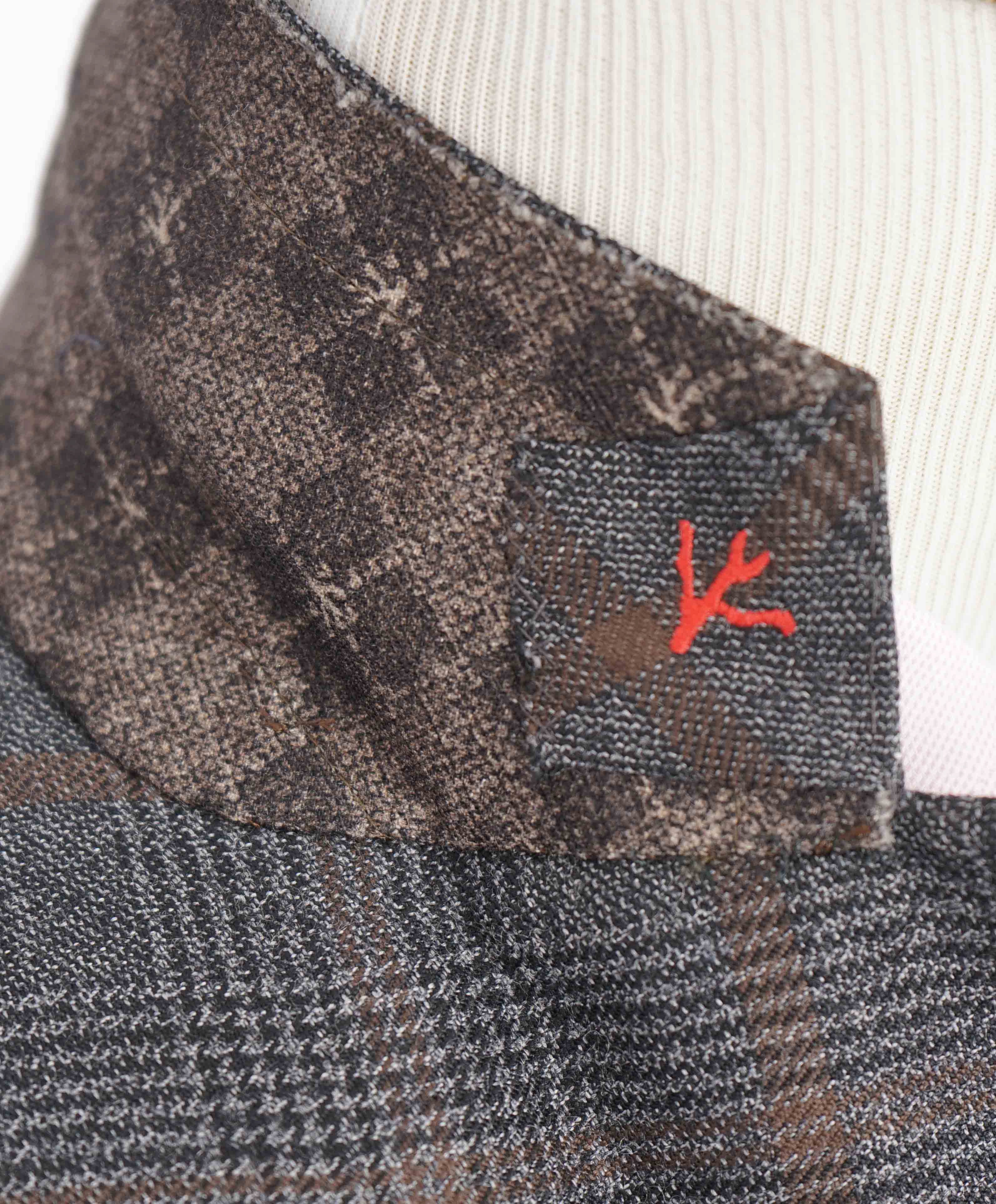 $2,995 ISAIA - "CROSSBRED WOOL" Gray/Brown/Rust Check Blazer - 44R