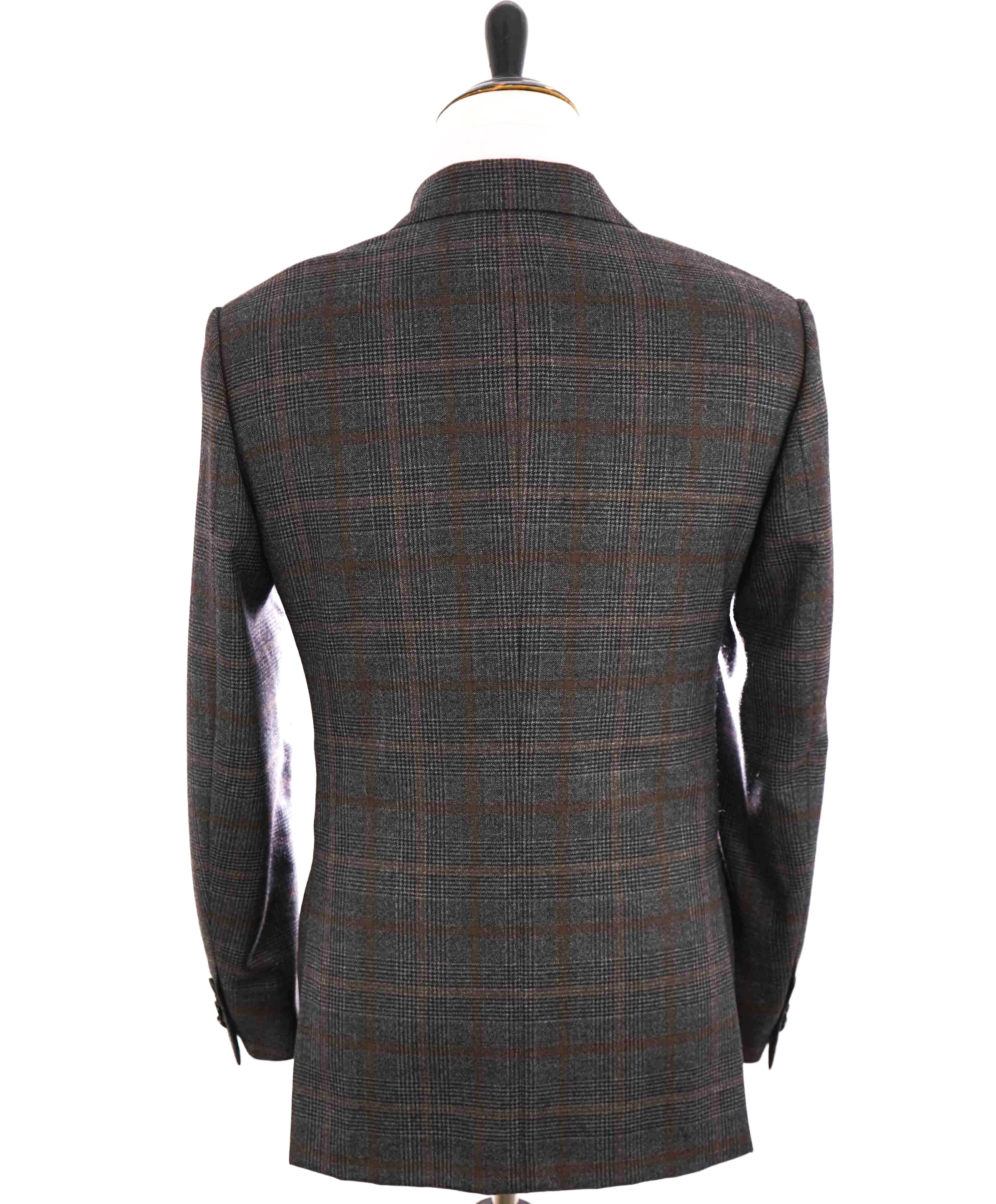 $2,995 ISAIA - "CROSSBRED WOOL" Gray/Brown/Rust Check Blazer - 44R