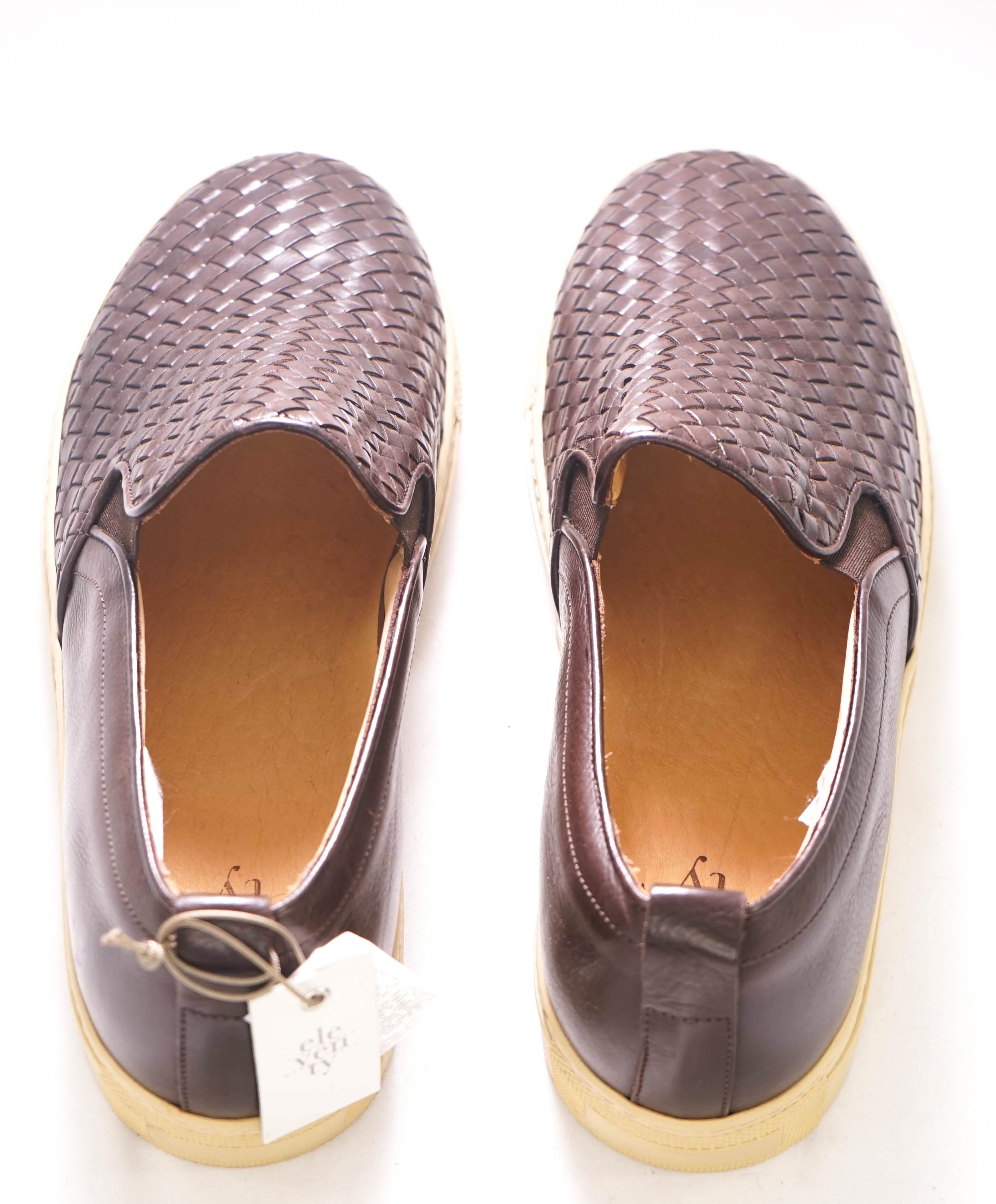 $695 ELEVENTY - Brown Woven Leather Slip-On Sneaker - 11 US (44EU)