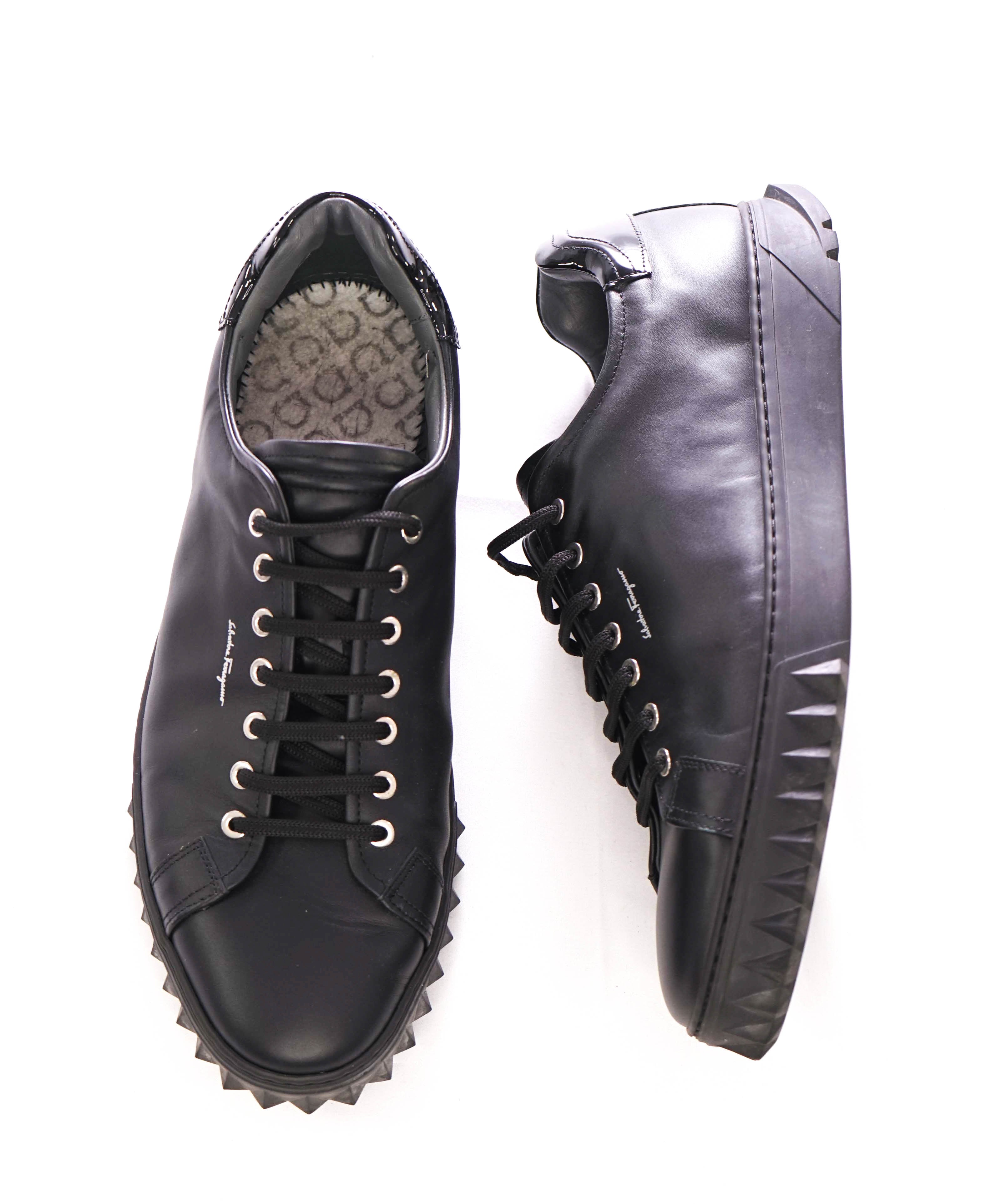 $750 SALVATORE FERRAGAMO - *Rhinoceros* Black Gancini Sneaker - 12 M US