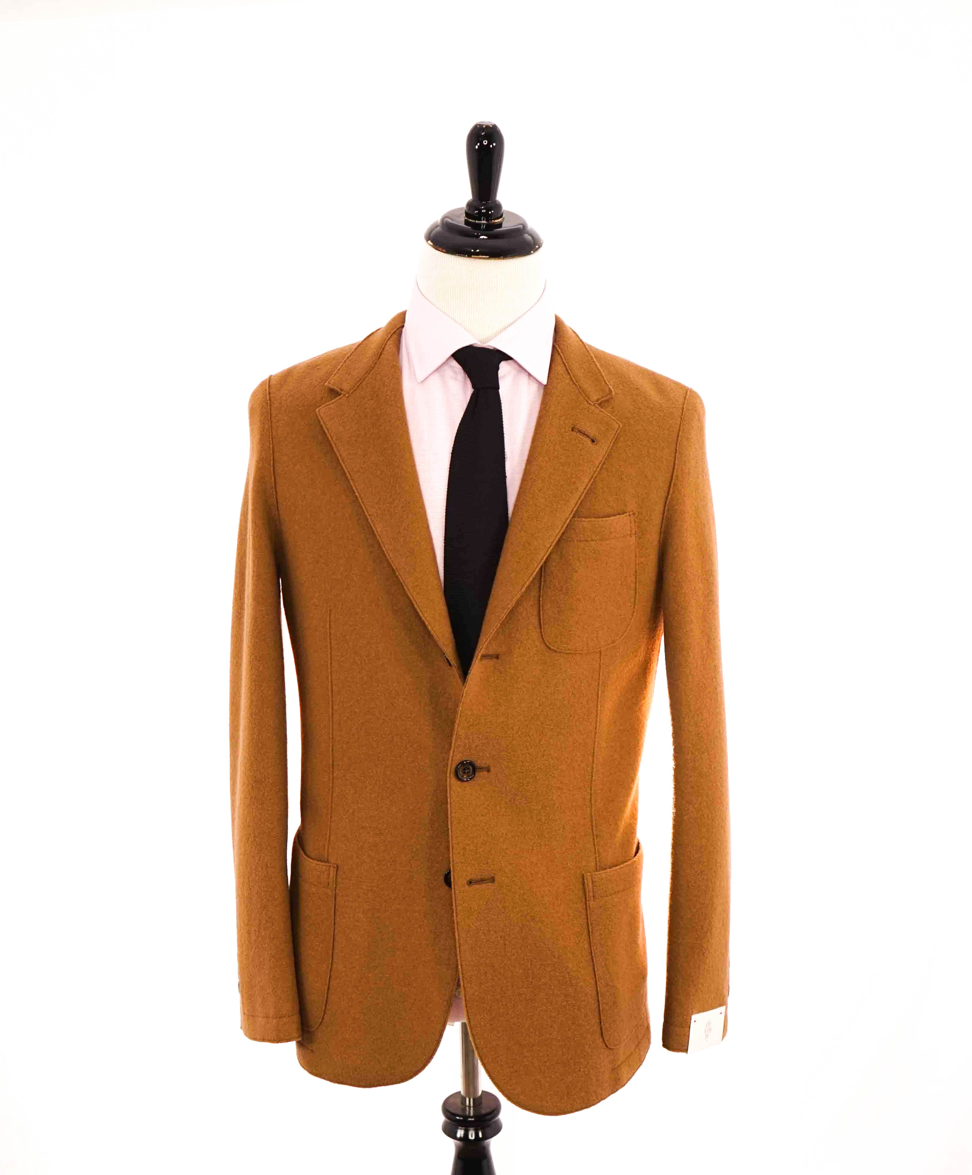 $1,045 ELEVENTY - CAMEL Unlined Notch Lapel / Mandarin Jacket Blazer - 44 (54EU)