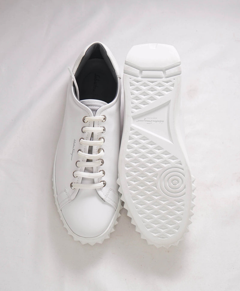 $750 SALVATORE FERRAGAMO - *Rhinoceros* White Gancini Sneaker - 6 M US