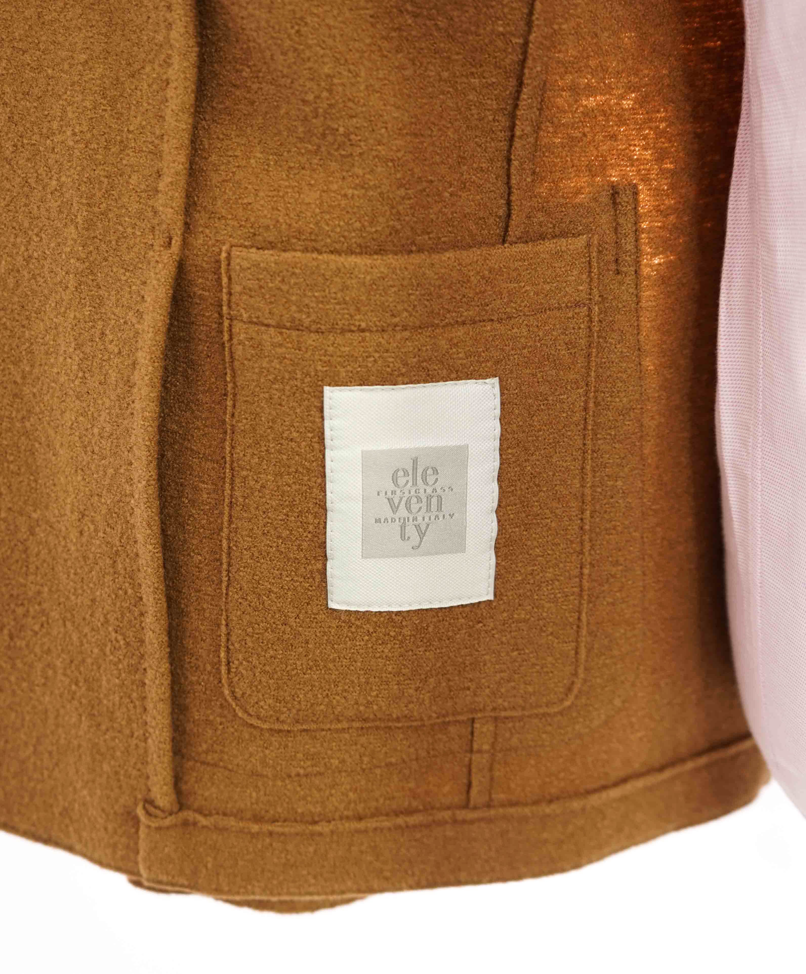 $1,045 ELEVENTY - CAMEL Unlined Notch Lapel / Mandarin Jacket Blazer - 46 (56EU)