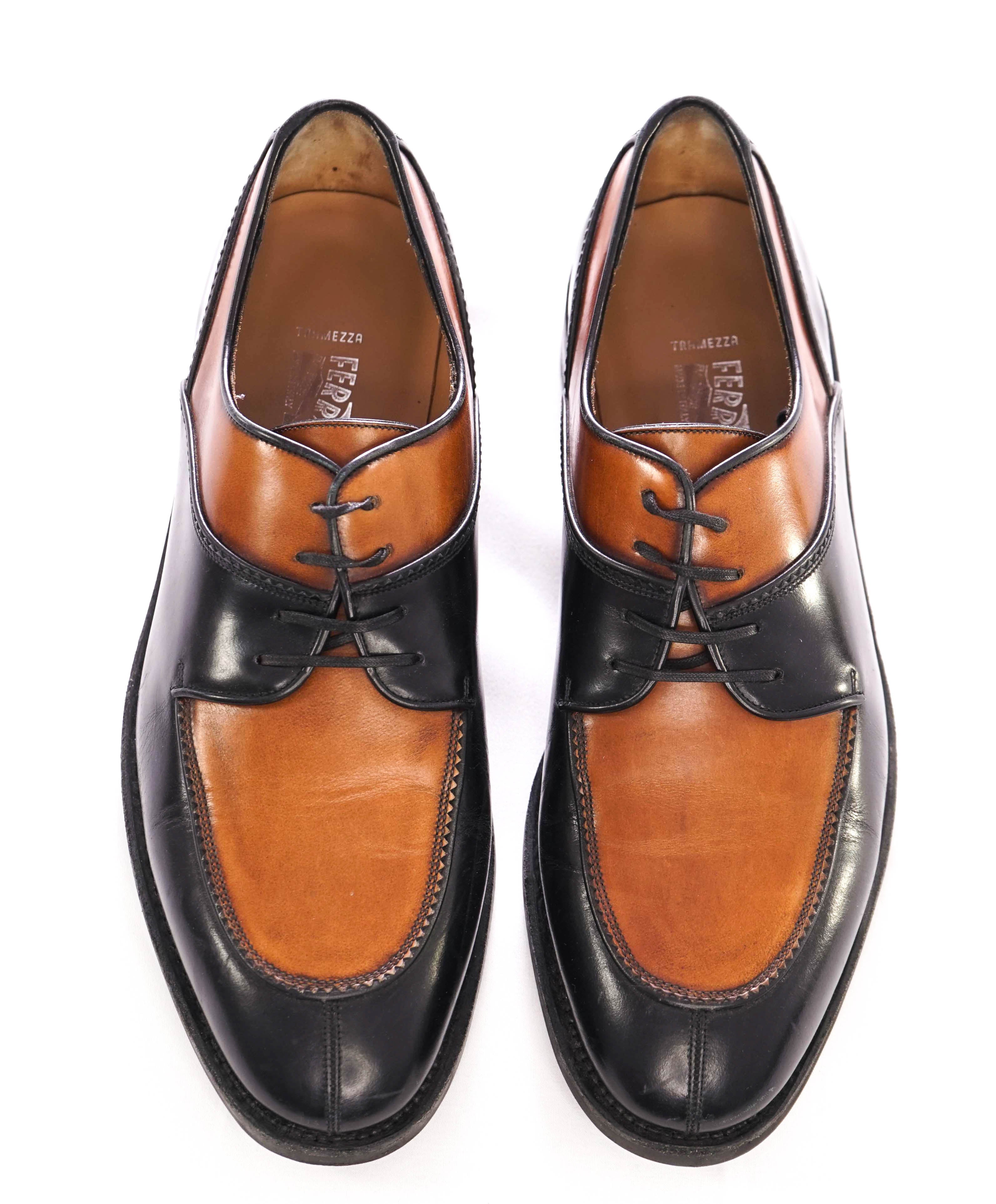 $1,250 SALVATORE FERRAGAMO - "TRAMEZZA Filiberto" 2-Tone Leather Loafer - 8.5 EEE US