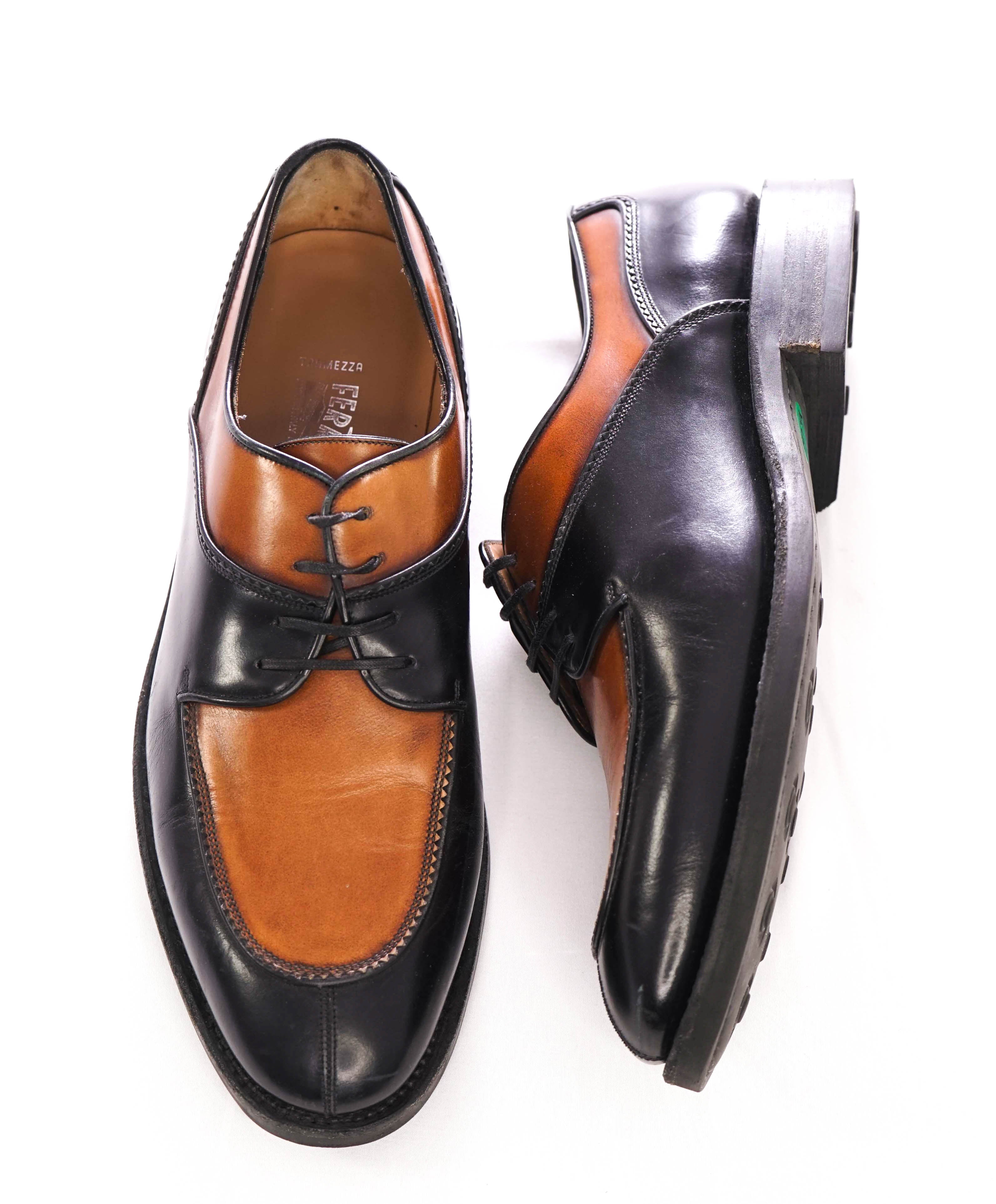 $1,250 SALVATORE FERRAGAMO - "TRAMEZZA Filiberto" 2-Tone Leather Loafer - 8.5 EEE US