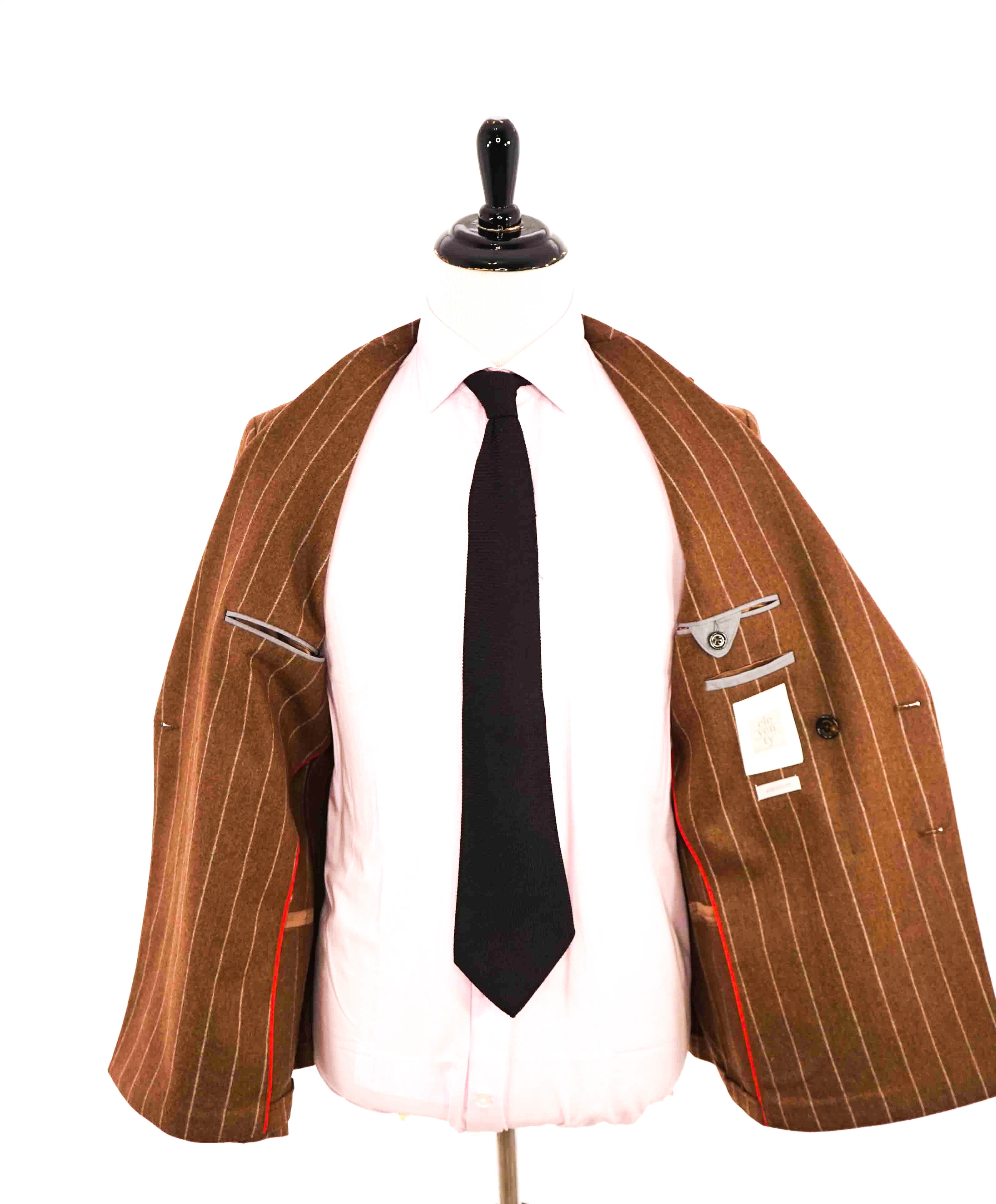 $2,045 ELEVENTY -*PLATINUM LINE* CASHMERE Brown Chalk Stripe Blazer- 40US