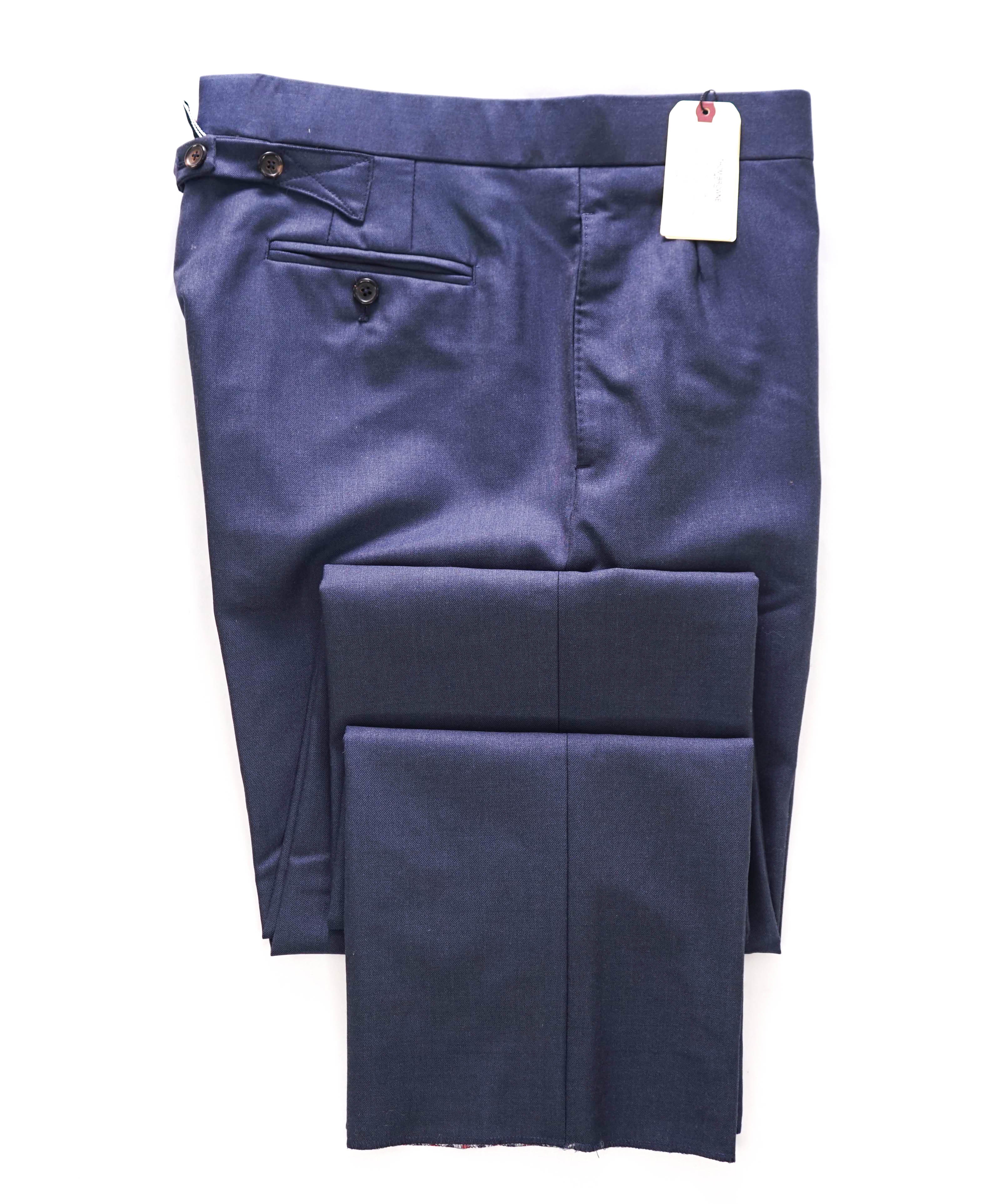 $3,200 THOM BROWNE - 120's Blue Twill Dress Pants Side Tab Pants- (SZ 2) 32W