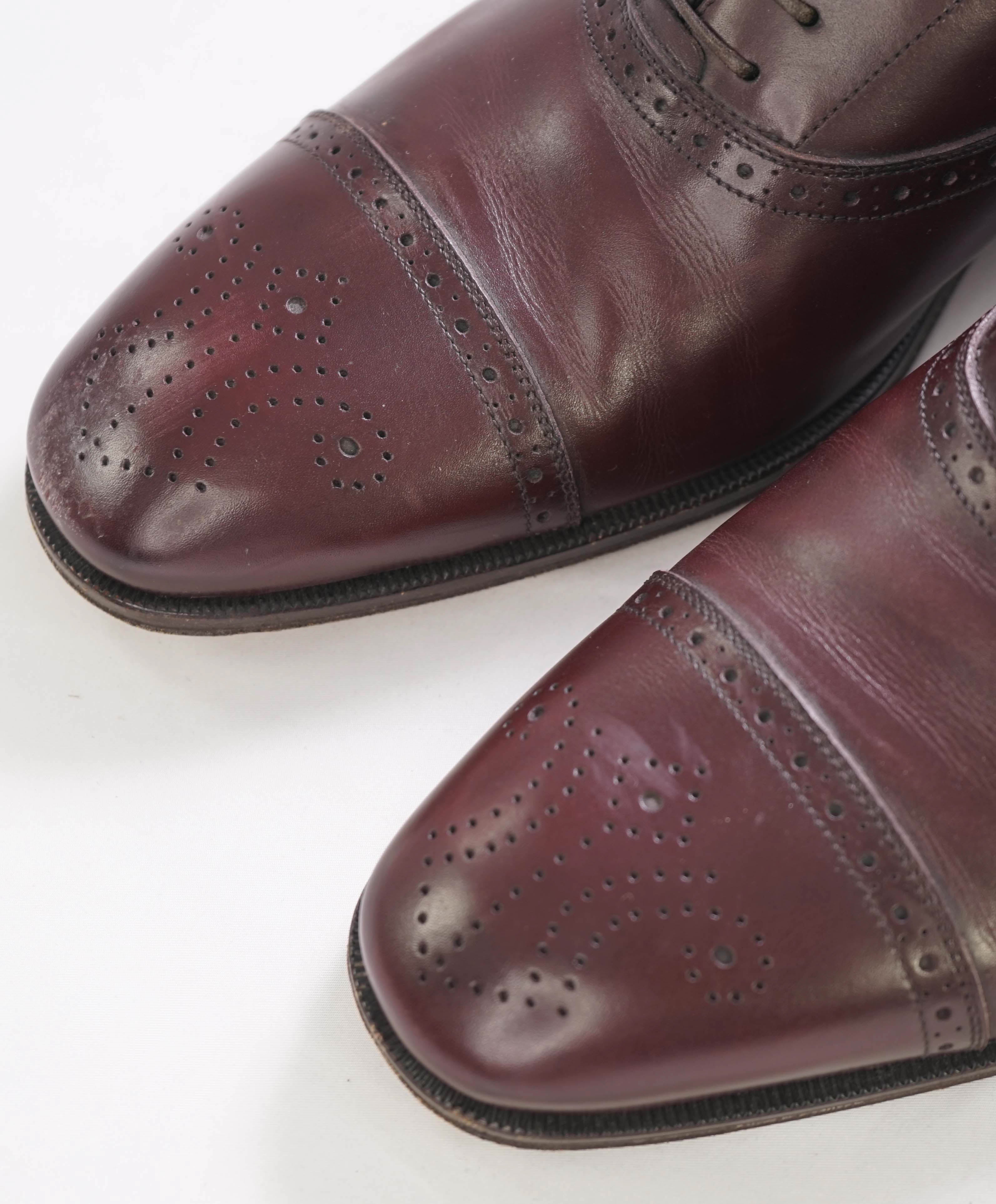 SALVATORE FERRAGAMO - “Caesy” Burgundy Brogue Oxford Cap Toe- 12 US